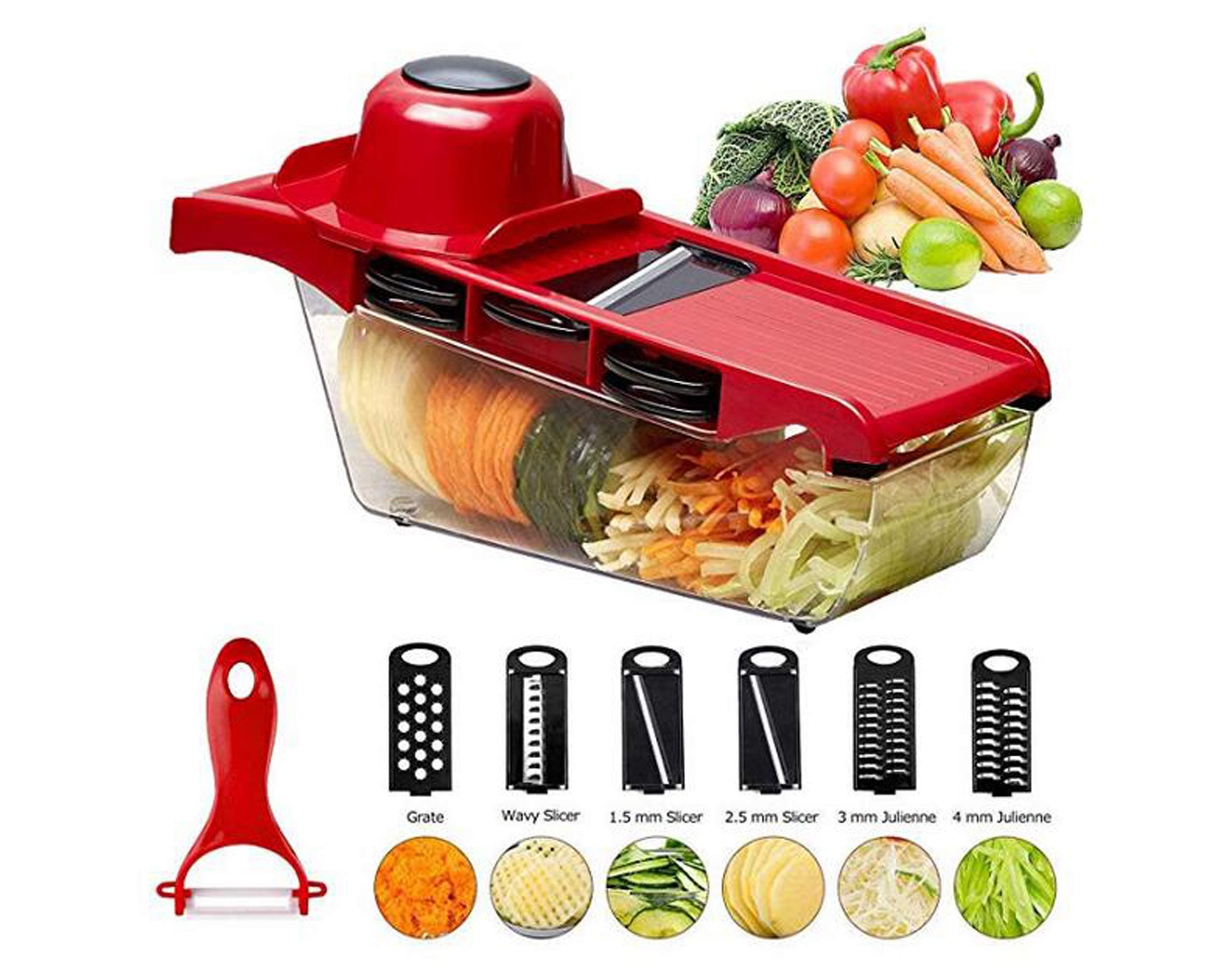 Aichoic Multifunctional Vegetable Slicer, Fruit Knife, All-in-One Vegetable Cutter & Julienne Slicer Vegetable Slicer, Fruit and Cheese Cutter & Grater for Slicing, Dicing, Grating , Chopping, Cutting，Grinding and Peeling