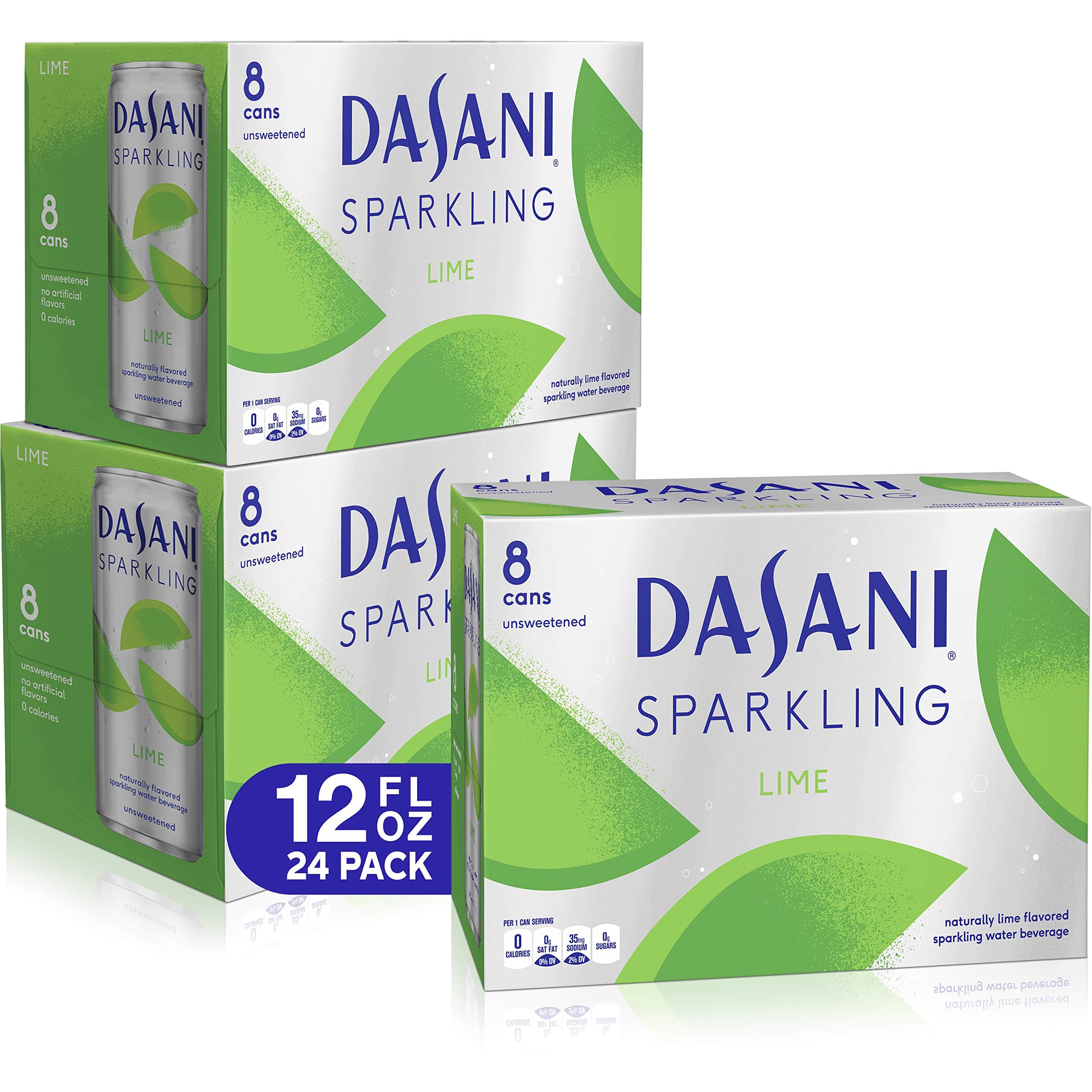 DASANI Sparkling Water Lime Zero Calories, 12 fl oz, 24 Pack