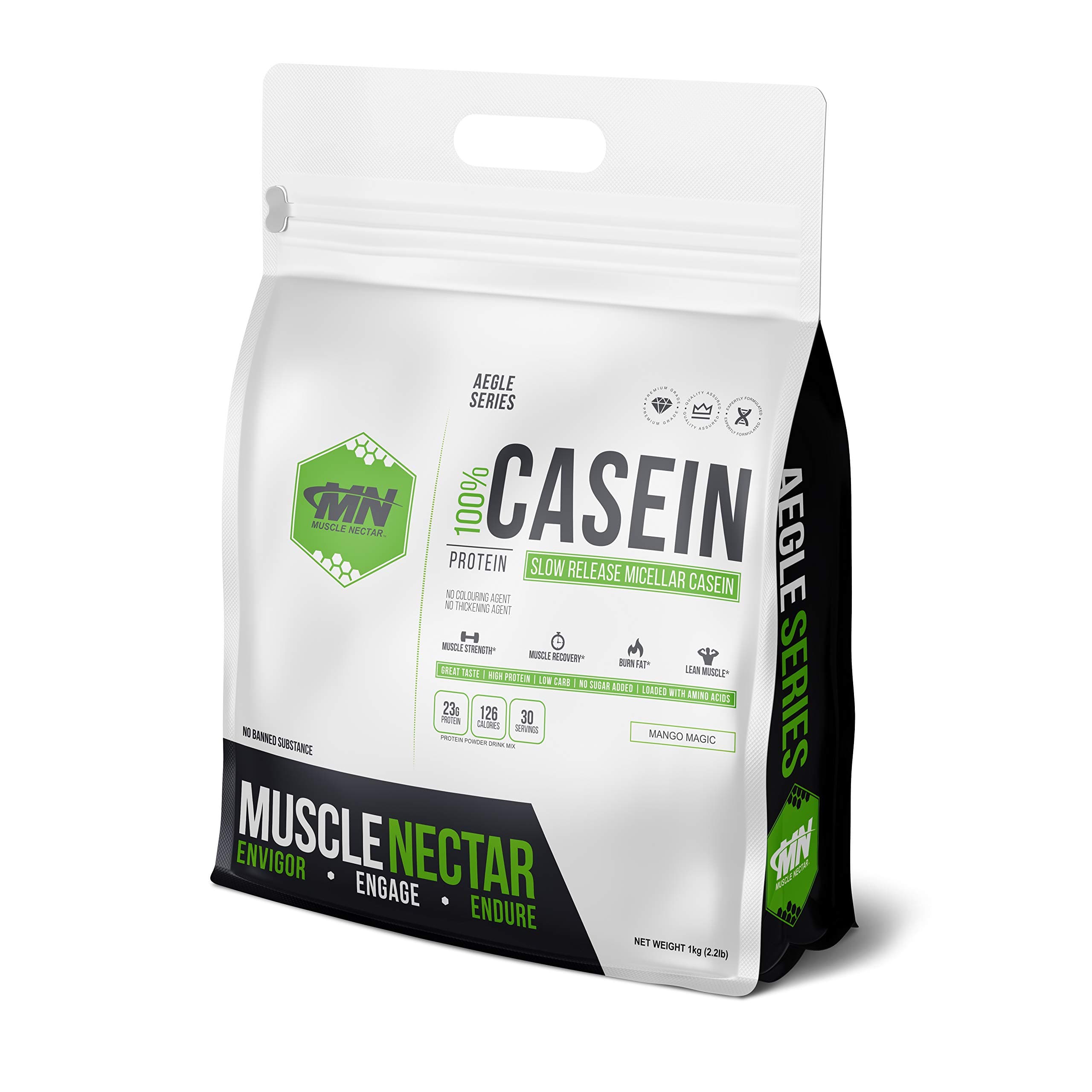 Muscle Nectar (MN) Micellar Casein, Slow Release Protein for Men & Women (Mango Magic, 1kg (2.2lb))
