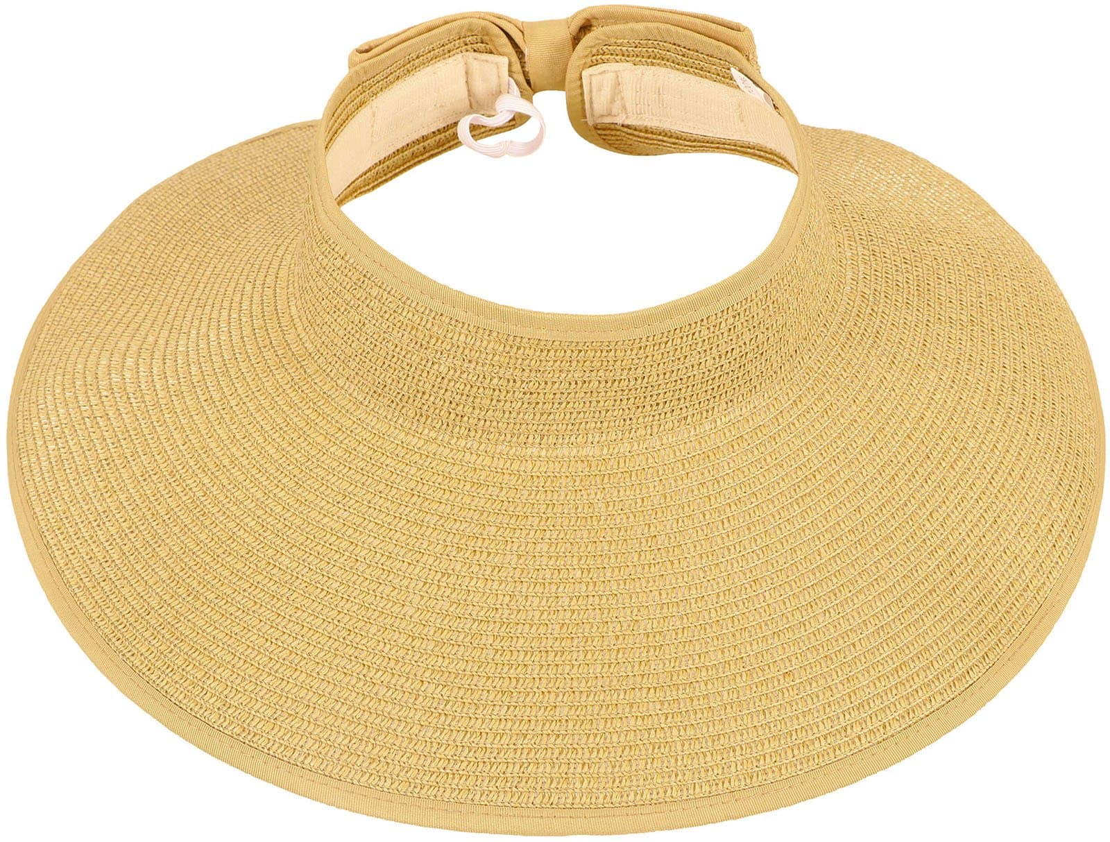Lullaby Women's UPF 50+ Packable Wide Brim Roll-Up Sun Visor Beach Straw Hat