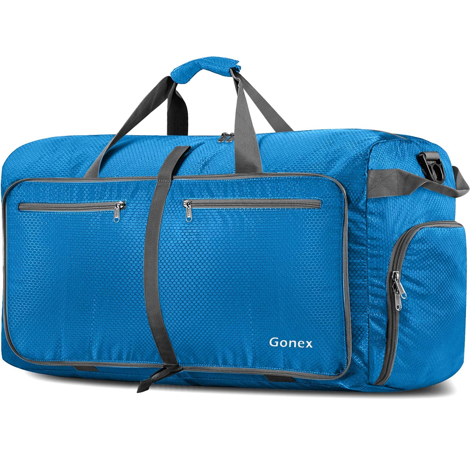 150L Large Foldable Travel Duffle Bag with Shoes Compartment, Packable Lightweight Water Repellent Holdall Bag for Camping Gym Weekender Bag Sky Blue