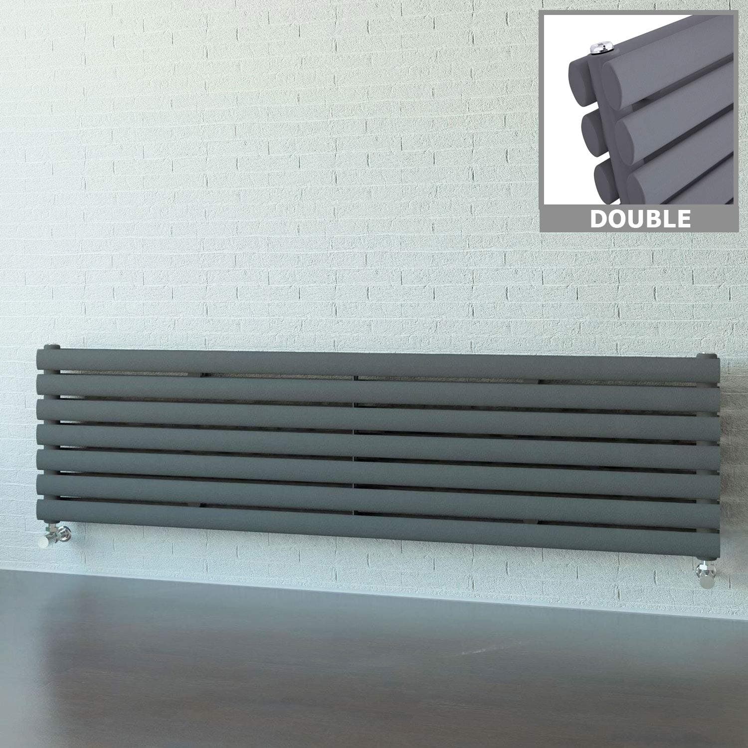 Anthracite Radiators Horizontal Double Panel - 413mm x 1800mm Puro Designer Radiator