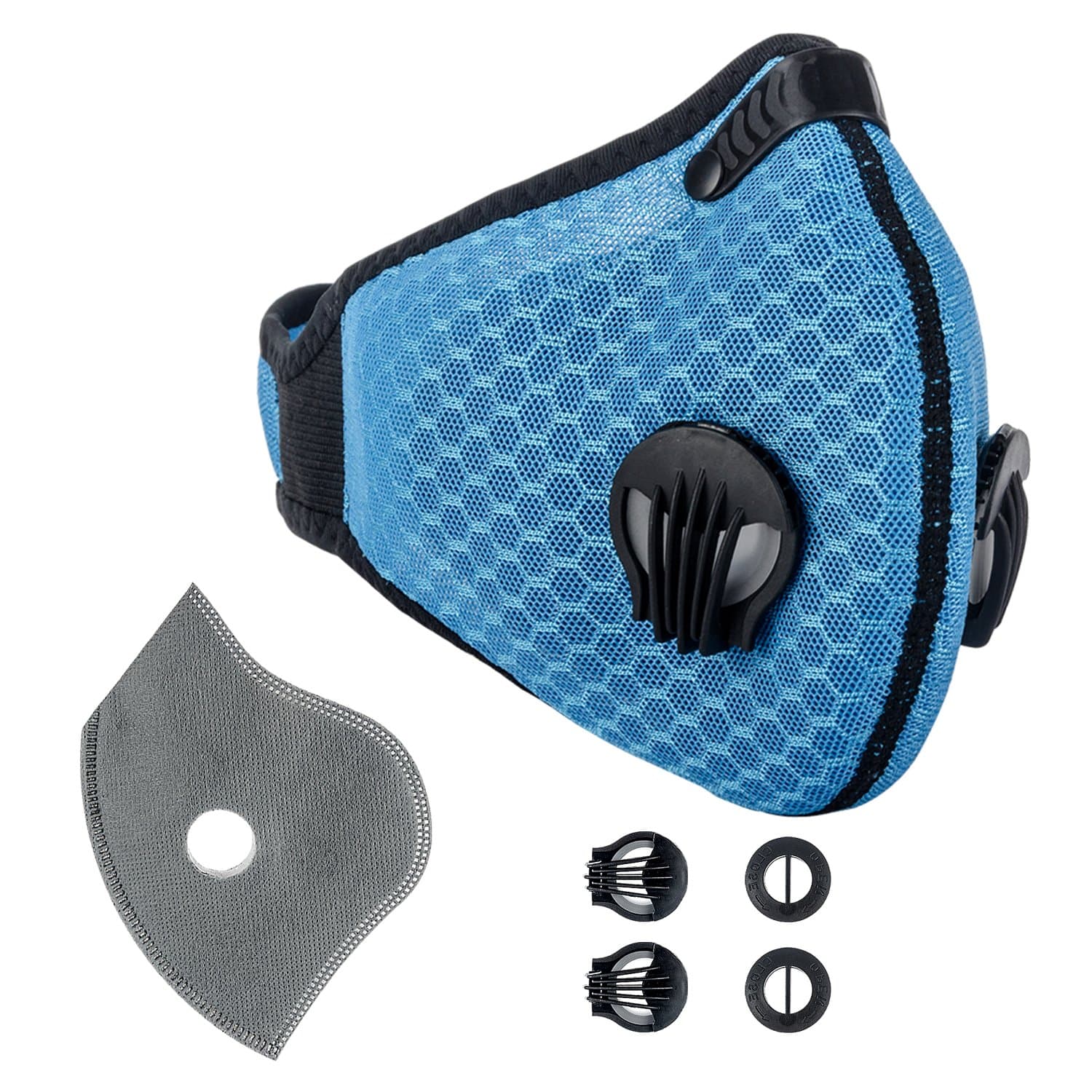 Krisvie Dustproof Face Mask Activated Carbon Dust Mask with Filter Filtration Cotton Sheet and Valves for Exhaust Gas, Pollen Allergy, PM2.5 Running Cycling Outdoor