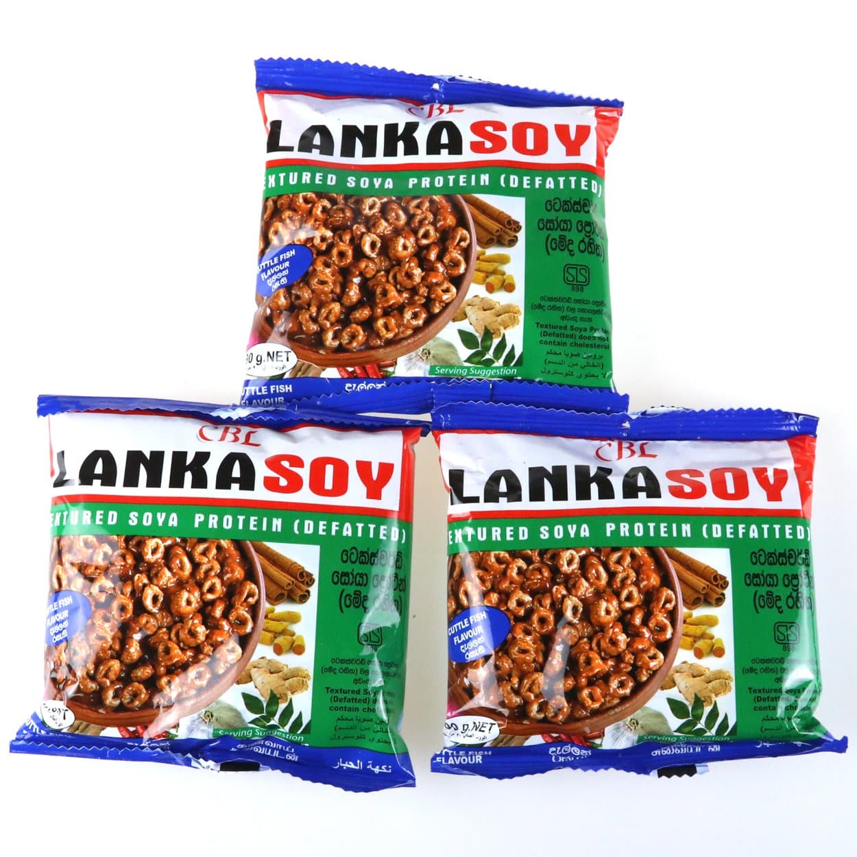 Lankasoy Cuttle Fish Flavored Soy Nuggets 90g (3 Packs)