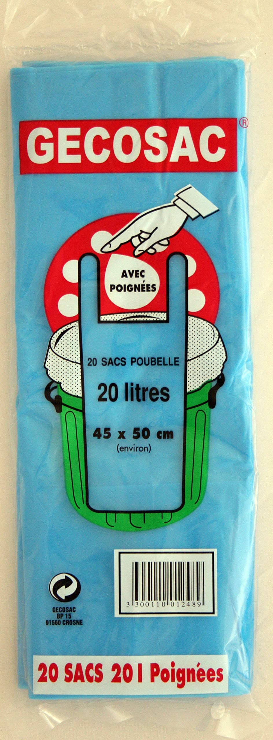 GECOSAC 248 Bin Liners with Handles 20 L Polyethylene Universal 50 x 60 cm