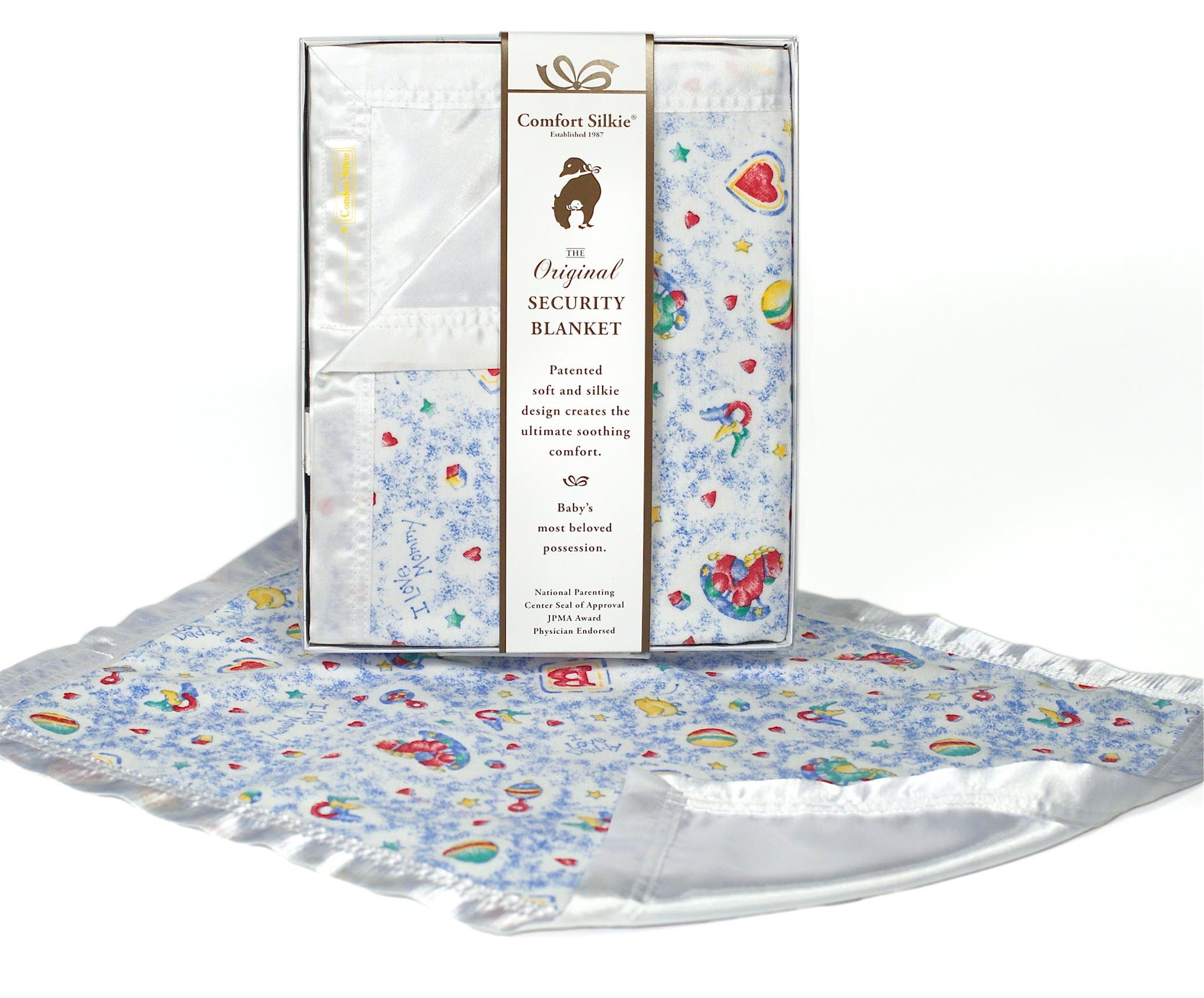 I Love Mommy, I Love Daddy Security Blanket (Primary) by Comfort Silkie