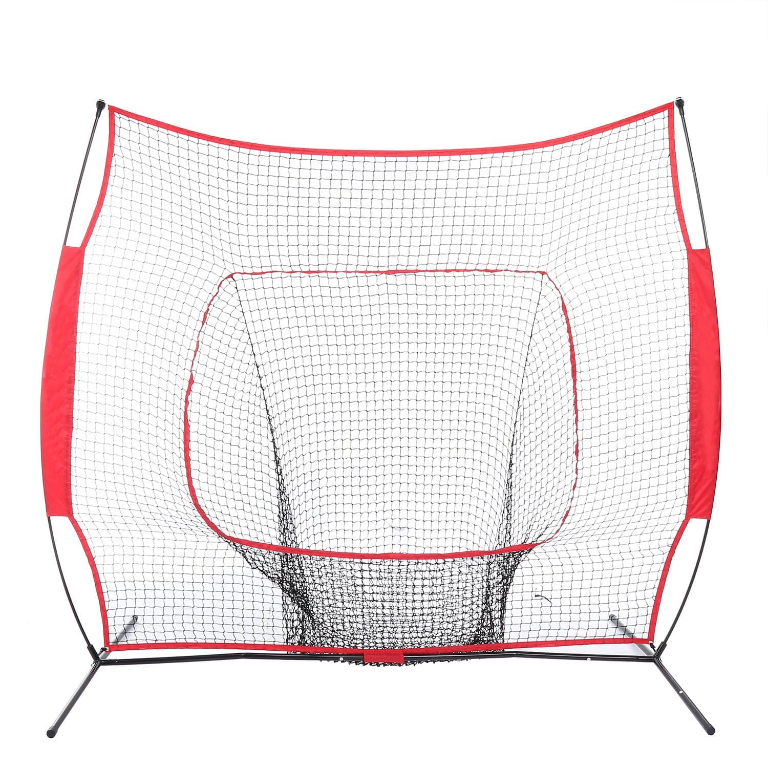 OUTCAMER 7x7 ft Baseball & Softball Practice Hitting Net with Bow Frame for Hitting, Pitching Backyard