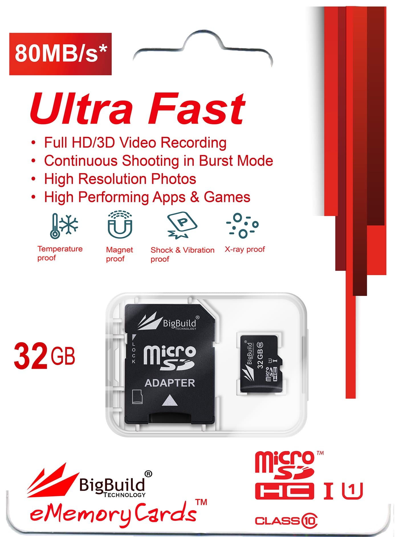 BigBuild Technology 32GB Ultra Fast MicroSD Memory Card For Zte Zmax Z970 Tablet, SD Adapter included