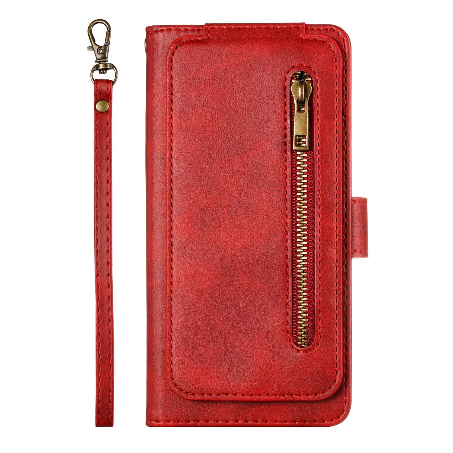 Lomogo Leather Wallet Case for Galaxy A20S with Stand Feature Card Holder Magnetic Closure, Shockproof Flip Case Cover for Samsung Galaxy A20S - LOYTE040093 Red