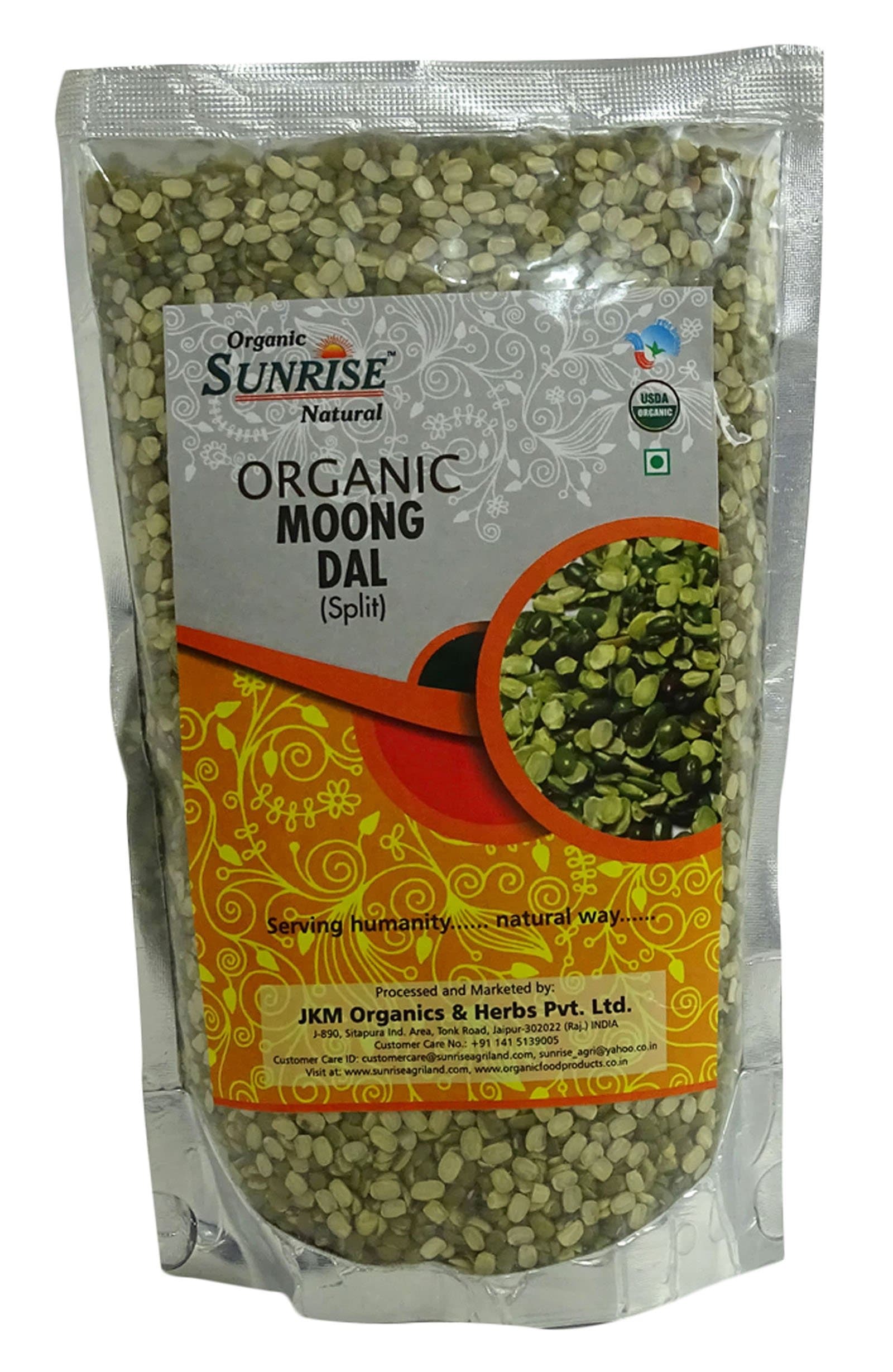 Organic Sunrise Natural Moong Dal (Split) 17.64 Ounce -USDA Certified