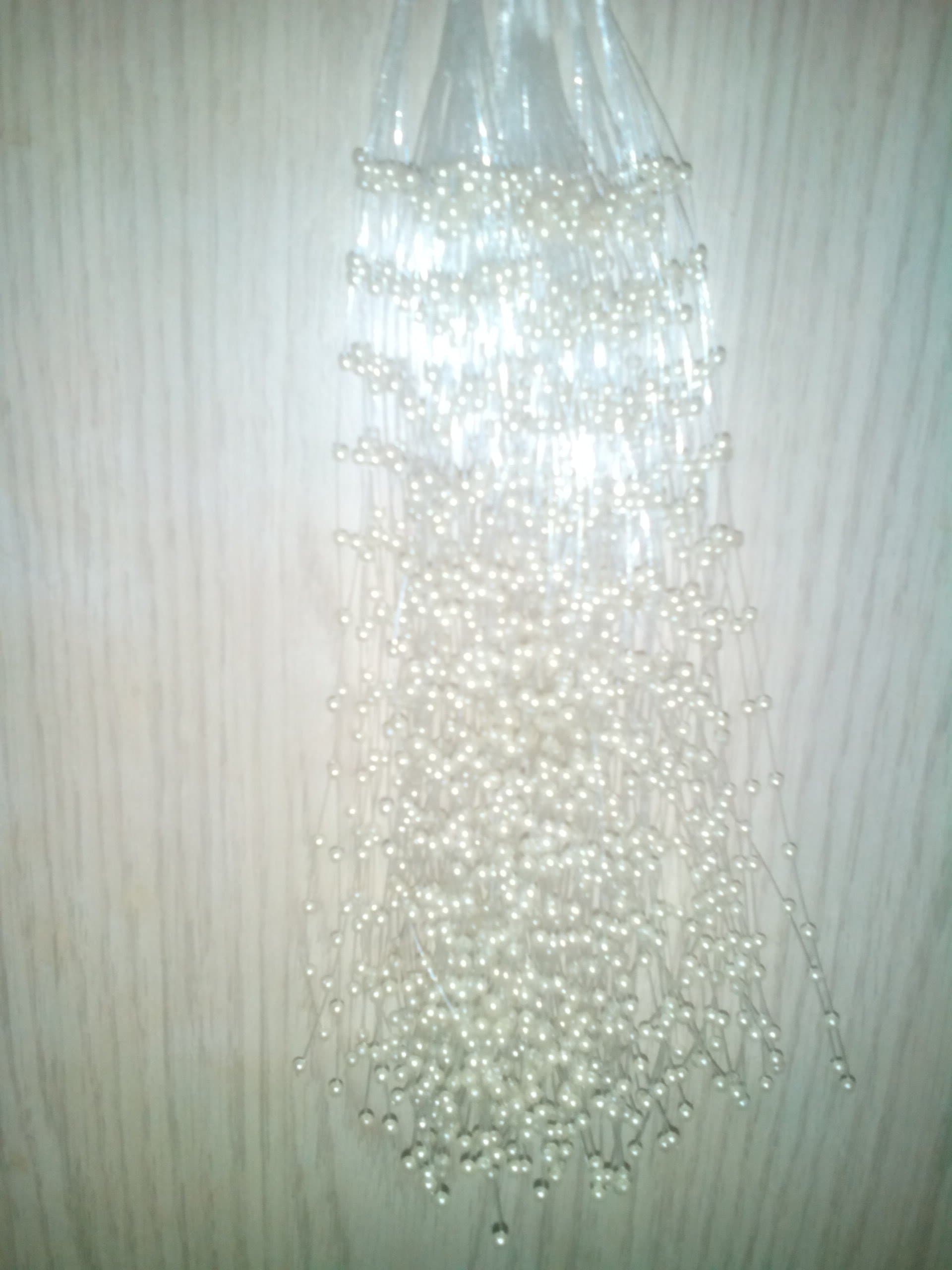 3mm Pearl Spray White 10 Inches 12 Stems Per Purchase, 12 Pcs Nylon Each Stem