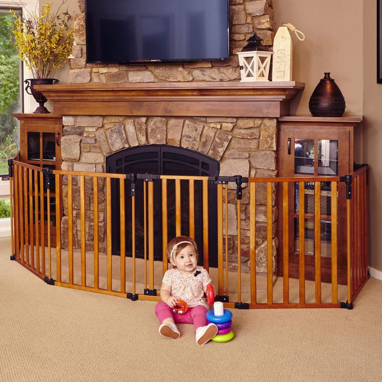 Framework Baby Playpen Foldable Wooden Frame Kids Play Center Yard Indoor&Outdoor 8 Panel