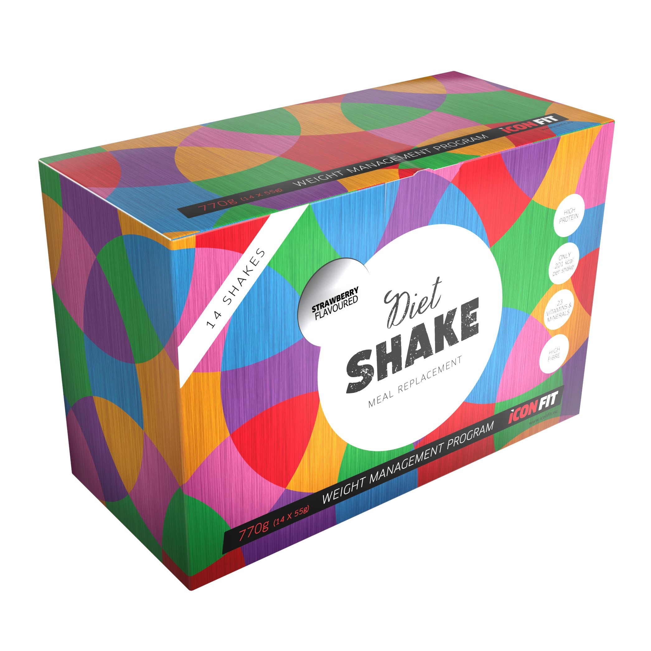 ICONFIT Diet Shake, 14 Shakes Weekly Set, Meal Replacement Shake, Only 200Kcal per Shake, 23 Vitamins and Minerals, Comes in 3 Flavors of Chocolate, Stawberry and Vanilla, 14 Sachets (Strawberry)