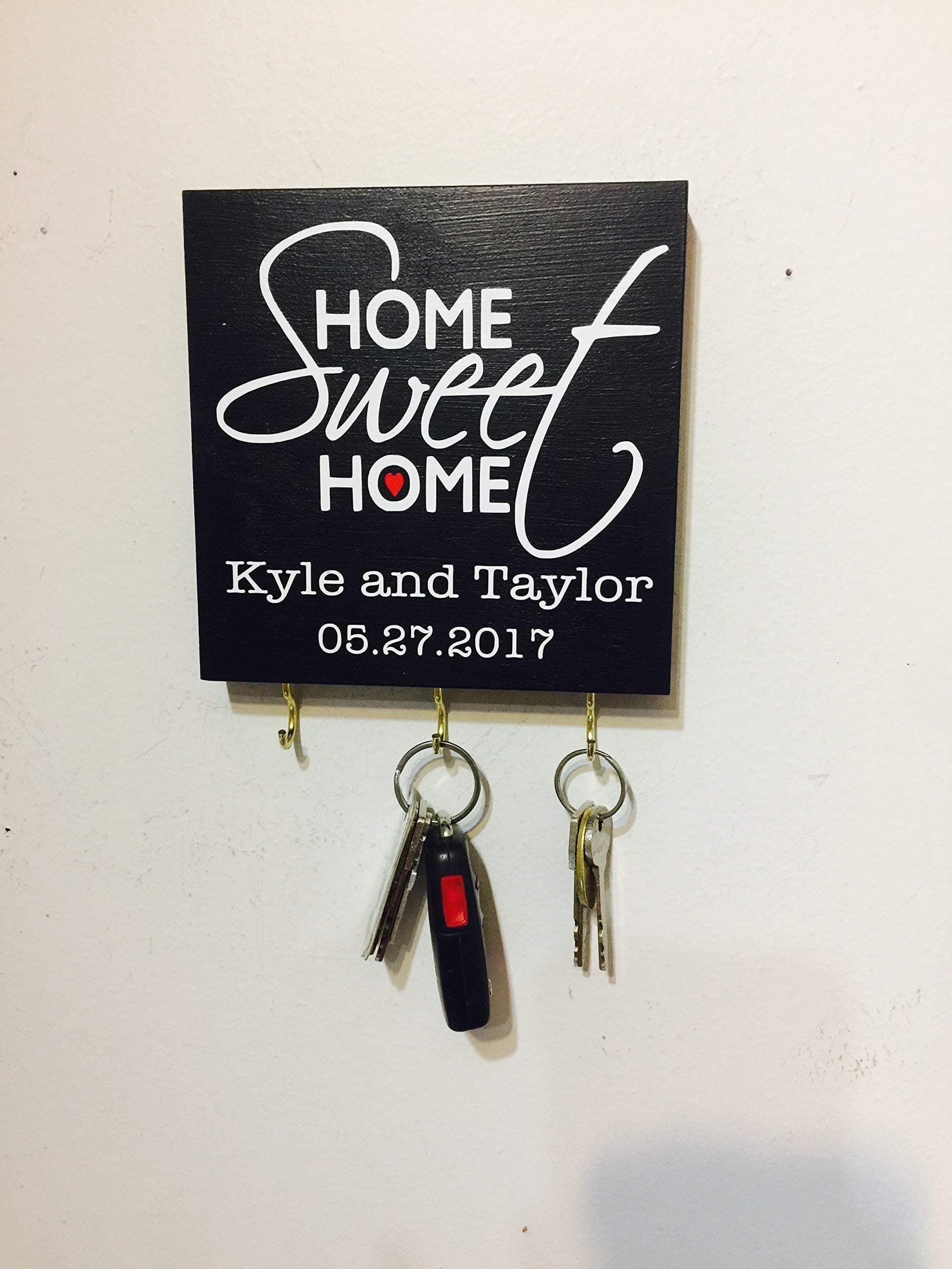 Personalized Home Sweet Home Key Holder. Couple's Name Sign - Established Date Sign
