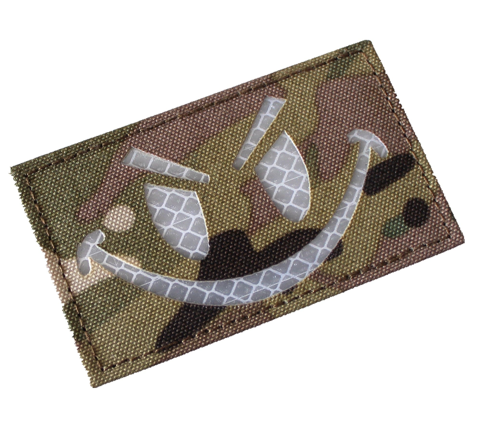 Hannah fit High Reflective Nylon Fabric Black Evil Smiley Face Tactical Morale Patches(2x3.5 inch) (Camouflage)