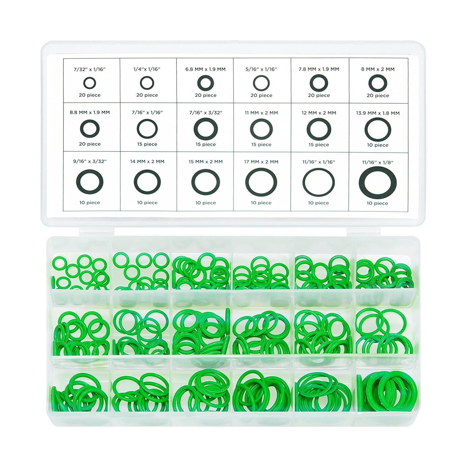 270 pcs O-Ring Rubber Assortment Kit for Insulation Gasket Washer Seals Faucet Shower Head/Caddy Car Vehicle Replacement Tools & Home Repairs,18 Sizes in SAE and Metric with Set Box