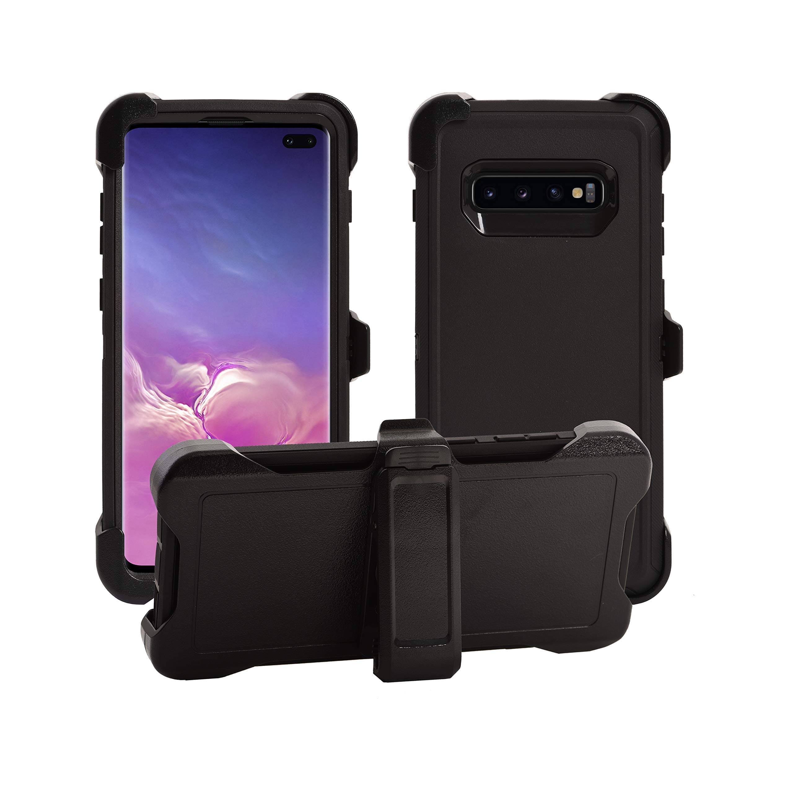 AlphaCell Cover Compatible with Samsung Galaxy S10 (Only) | Holster Case Series | Military Grade Protection with Carrying Belt Clip | Protective Drop-Proof Shock-Proof | Black/Black