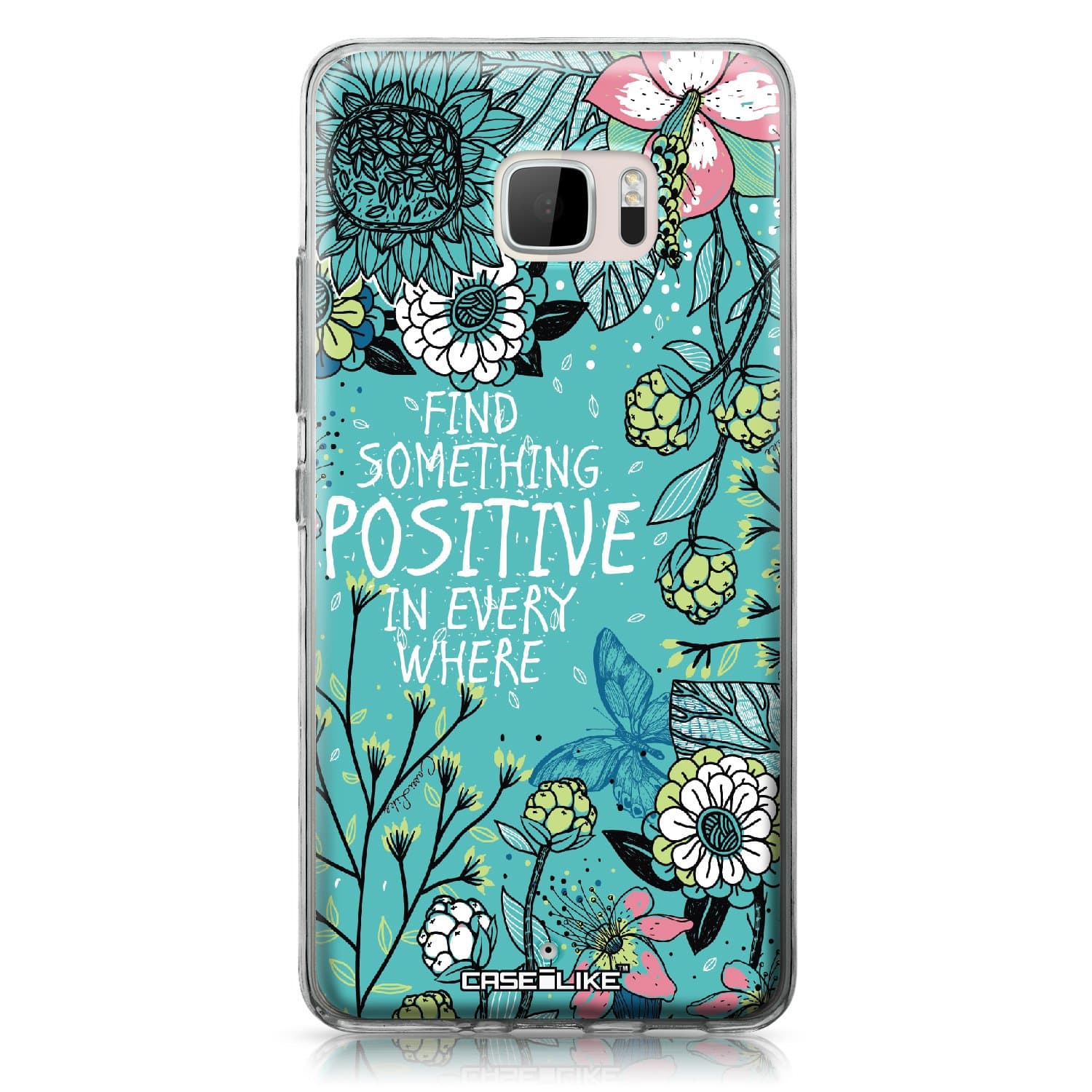 CASEiLIKE HTC U11 case, Blooming Flowers Turquoise 2249 Pattern TPU Case Bumper Snap-on Back Cover for HTC U11