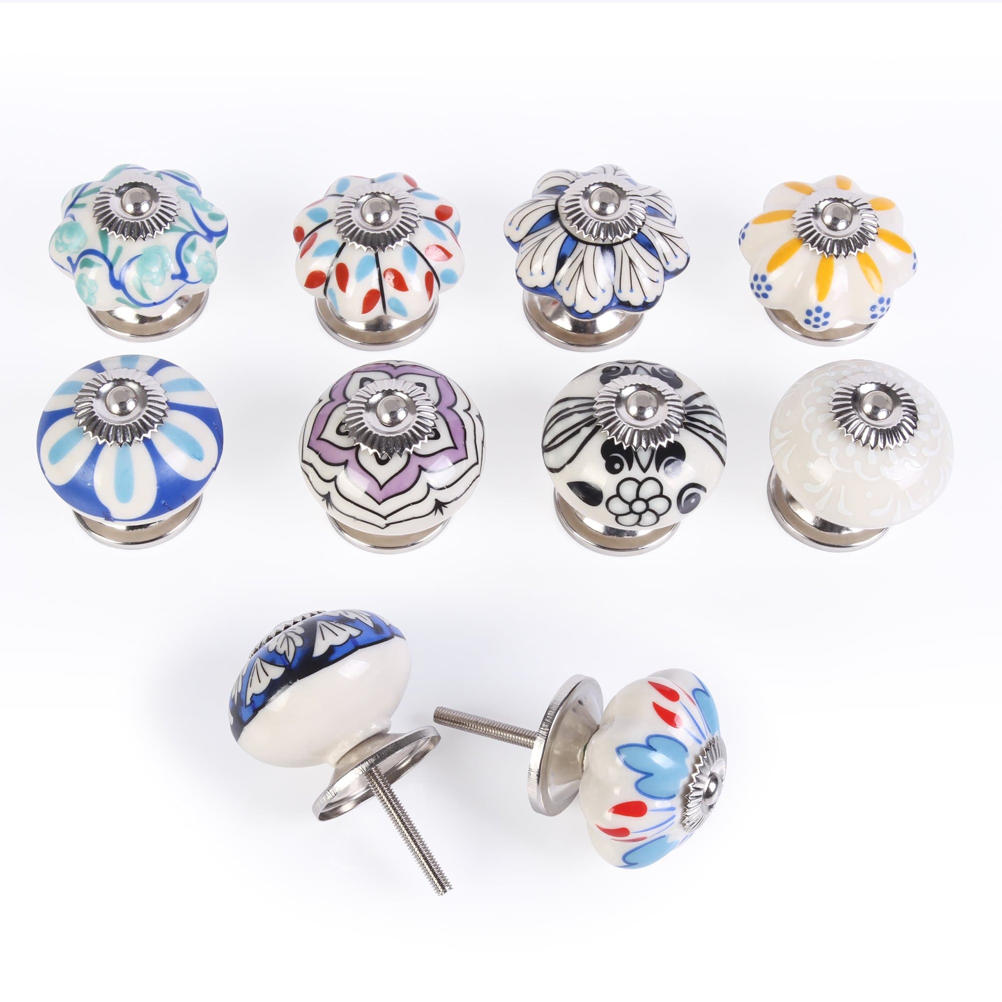 Namsey 10 Pieces Floral Ceramic Knobs for Cabinets Cupboards Wardrobe Handle Drawer Pull