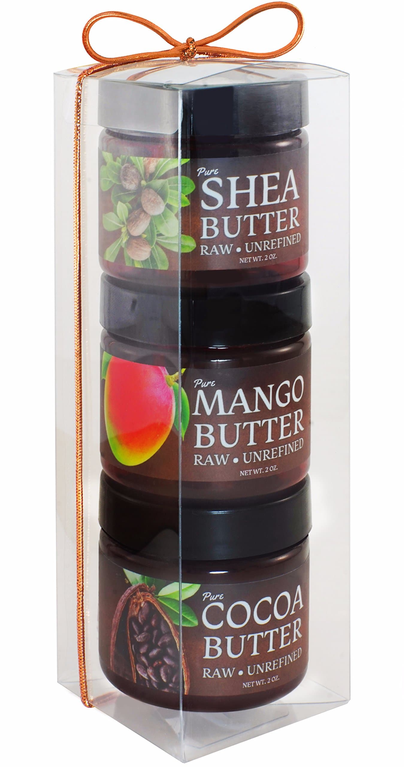 Shea, Mango, Cocoa Body Butter Sampler Gift Pack - Pure and Natural - Raw, Organic, Unrefined - Purse and Travel Size for on-the-go Moisturizer and Lip Balm Needs (2 ounce 3 pack)