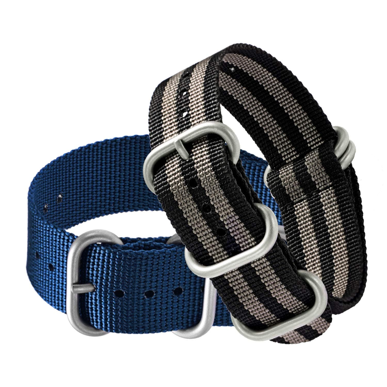 2 Pack Nylon Strap 18mm 20mm 22mm Watch Band Heavy Duty Premium Ballistic Thick Nylon Watch Straps for Men