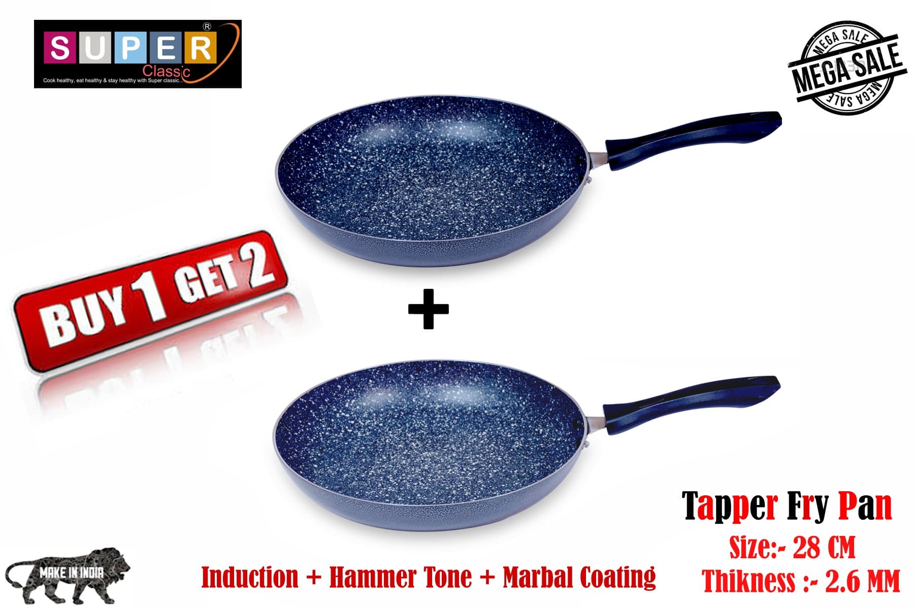 Classic Aluminium Taper Pan Set, 6-Pieces, Grey (2.6TFPHMI280_2)