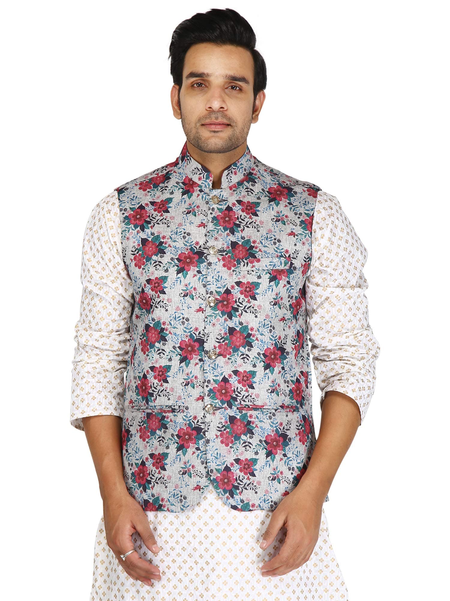 SHRESHTH CREATION Men's Jute Printed Nehru Jacket
