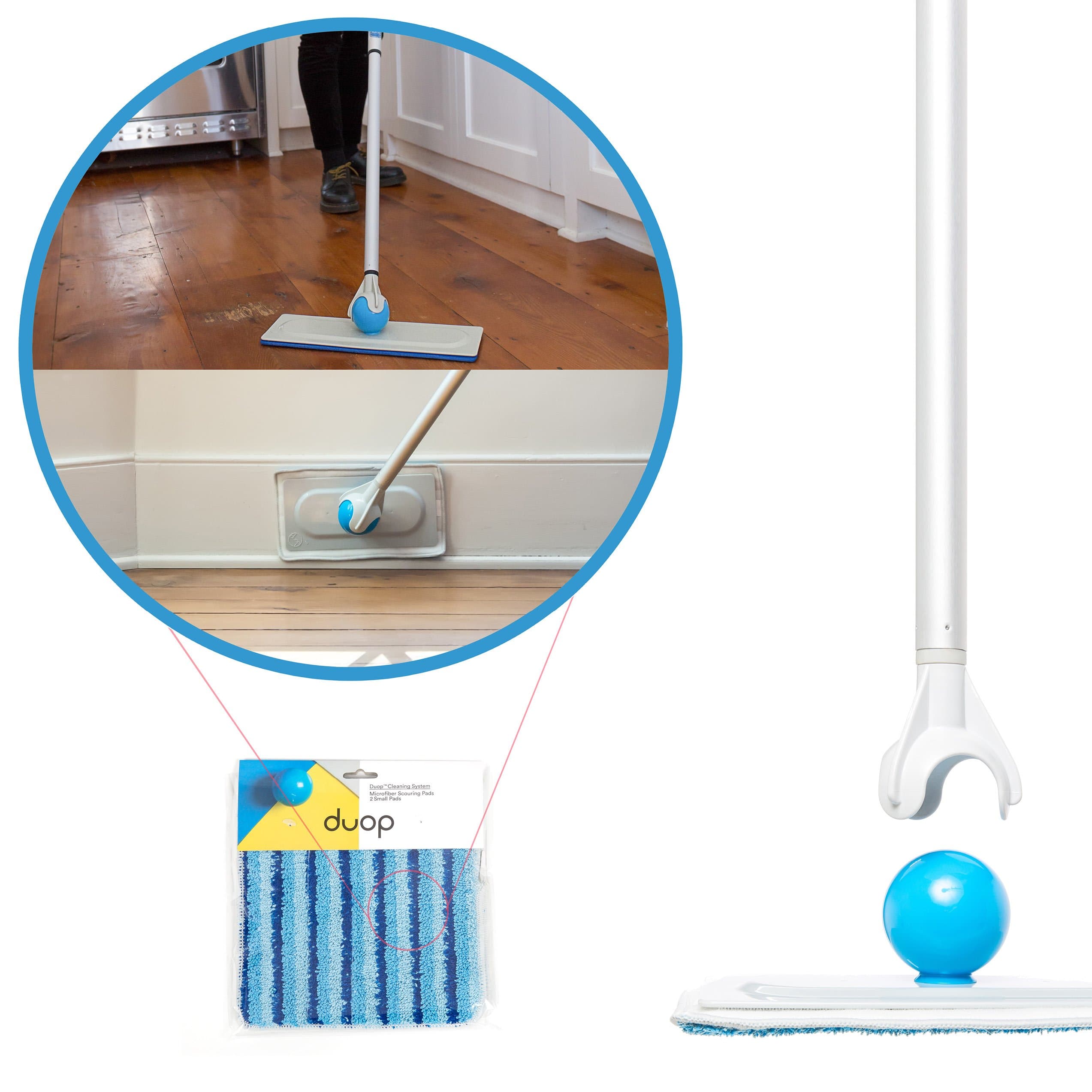 Duop 10" Microfiber Scouring Pads (Pack of 2) – Combines with Abrasive Strips to Help Scrub Tough Stains & Built Up Dirt