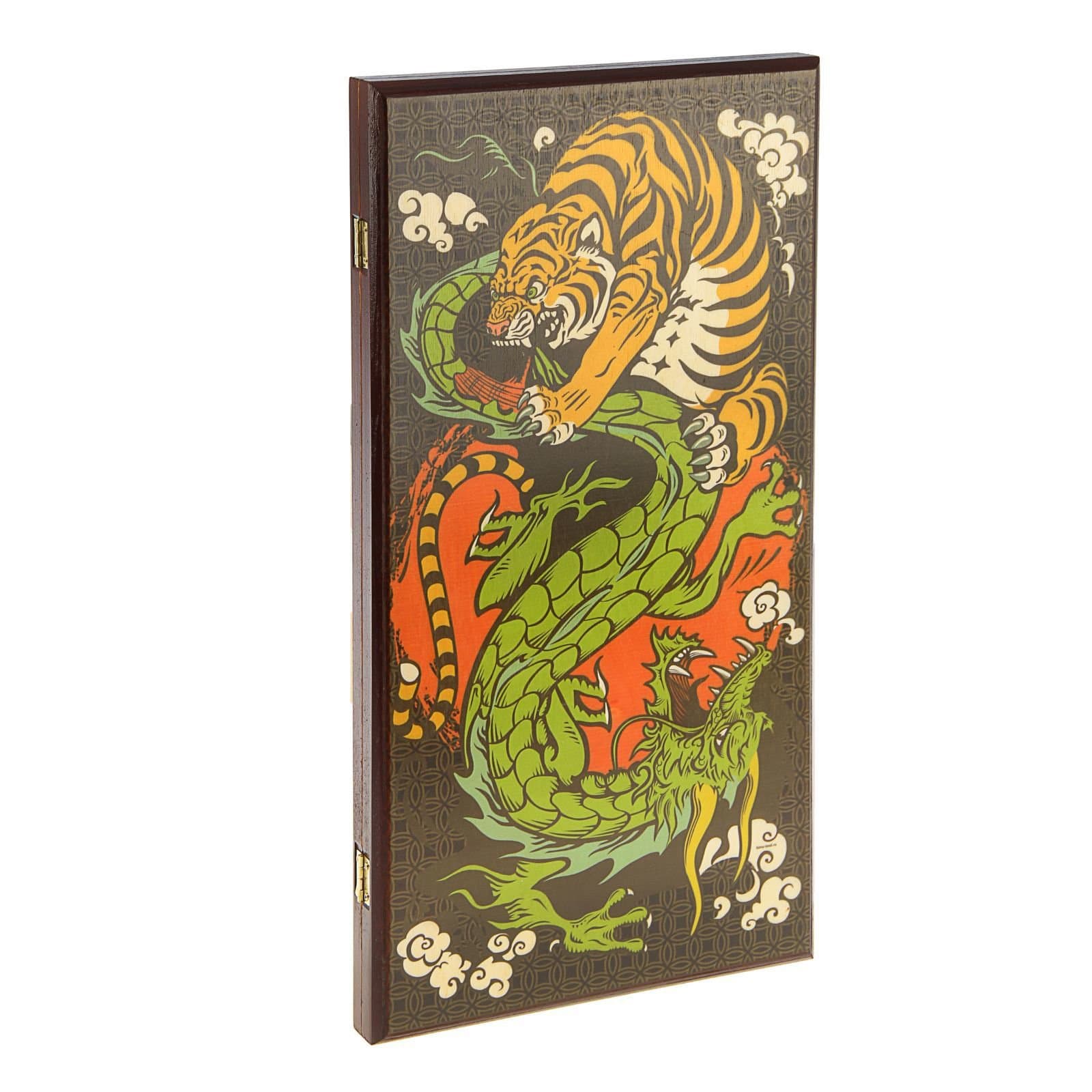 20" Wood Backgammon Game Set Tiger and Dragon