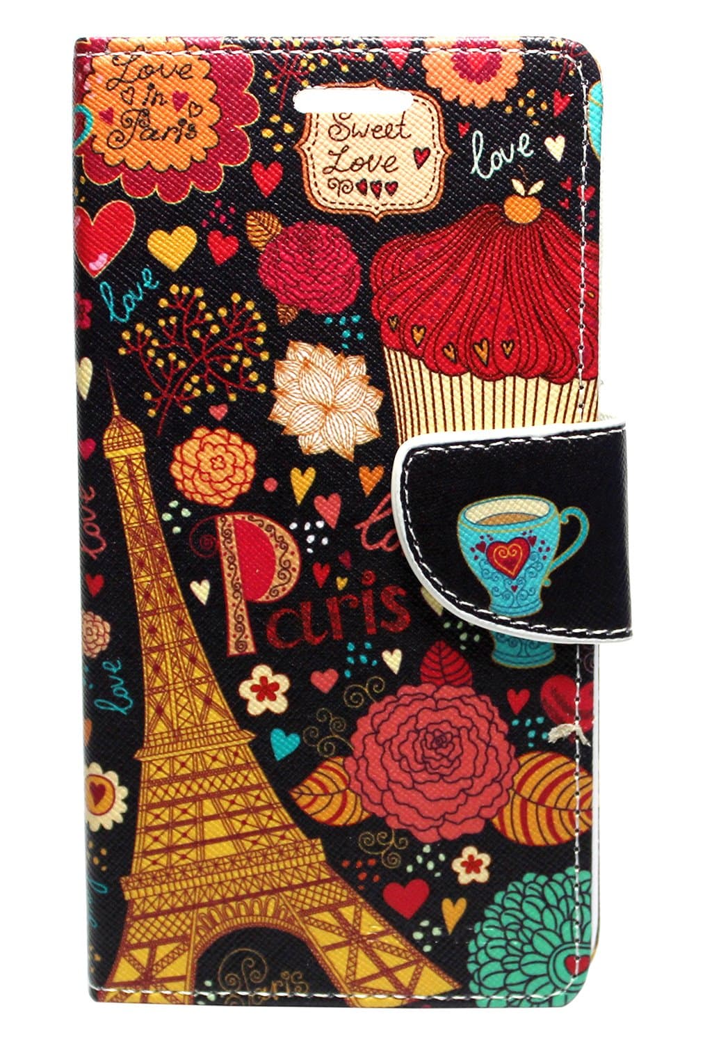 Sharp Icon Fancy Printed Designer Leather Flip Wallet Back Cover Case for Apple iPhone 6 Plus/6S Plus - Eiffel Tower