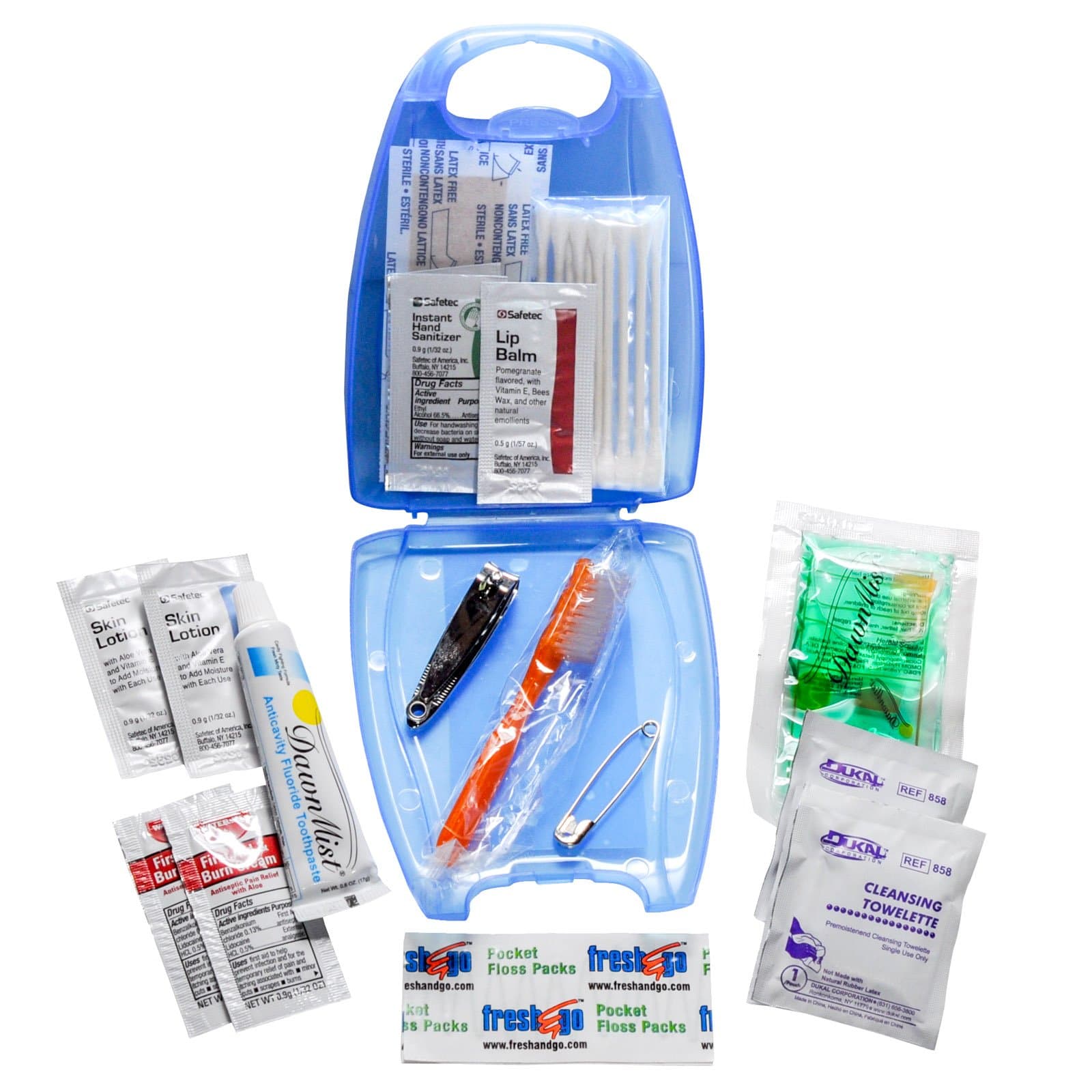 Emergency Travel Hygiene Kit Blue Plastic Case by MFASCO