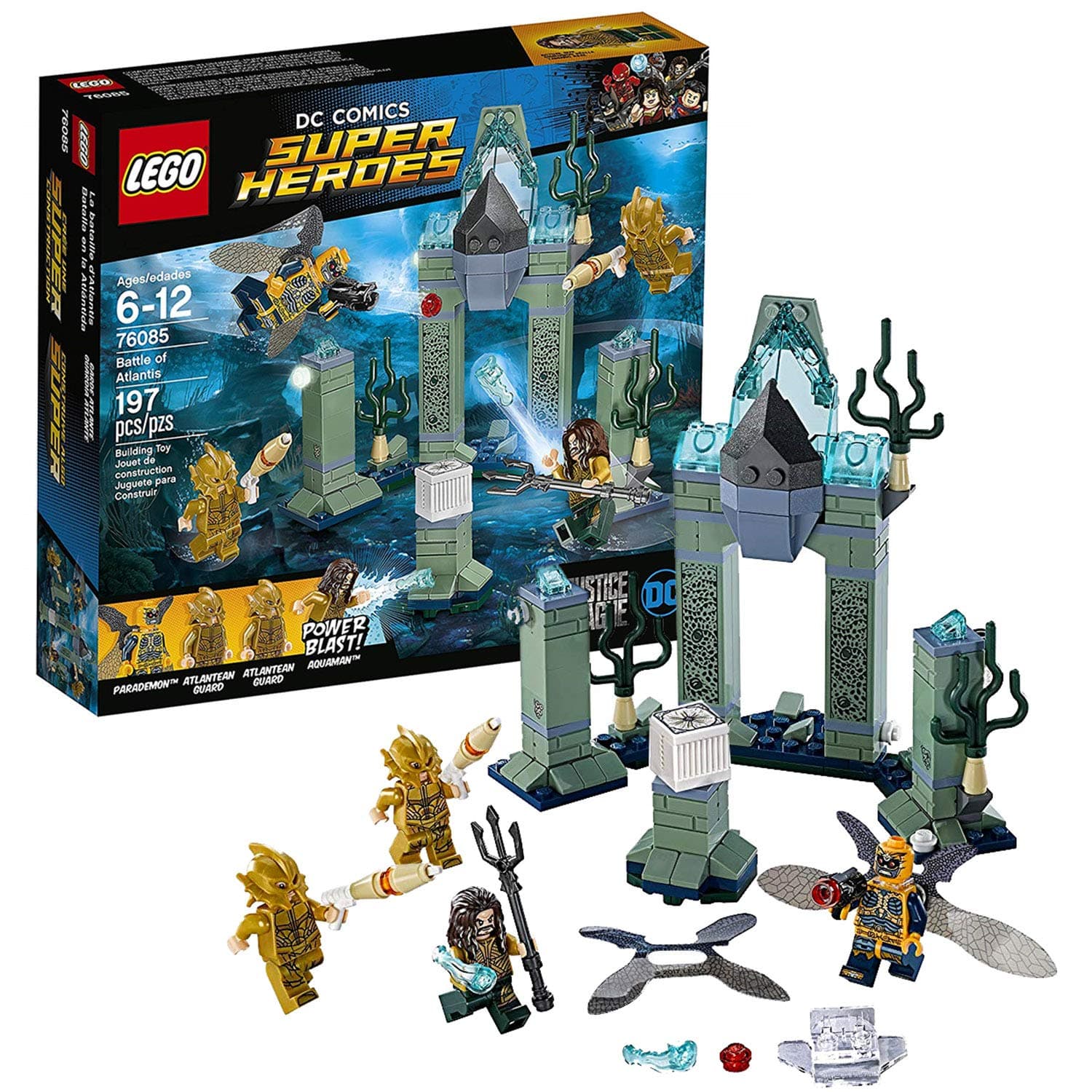 DSH Year 2017 Legos DC Comics Super Heroes Series Set 76085 - Battle of Atlantis with Aquaman, Parademon and 2 Atlantean Guards Minifigures (Pieces: 197)