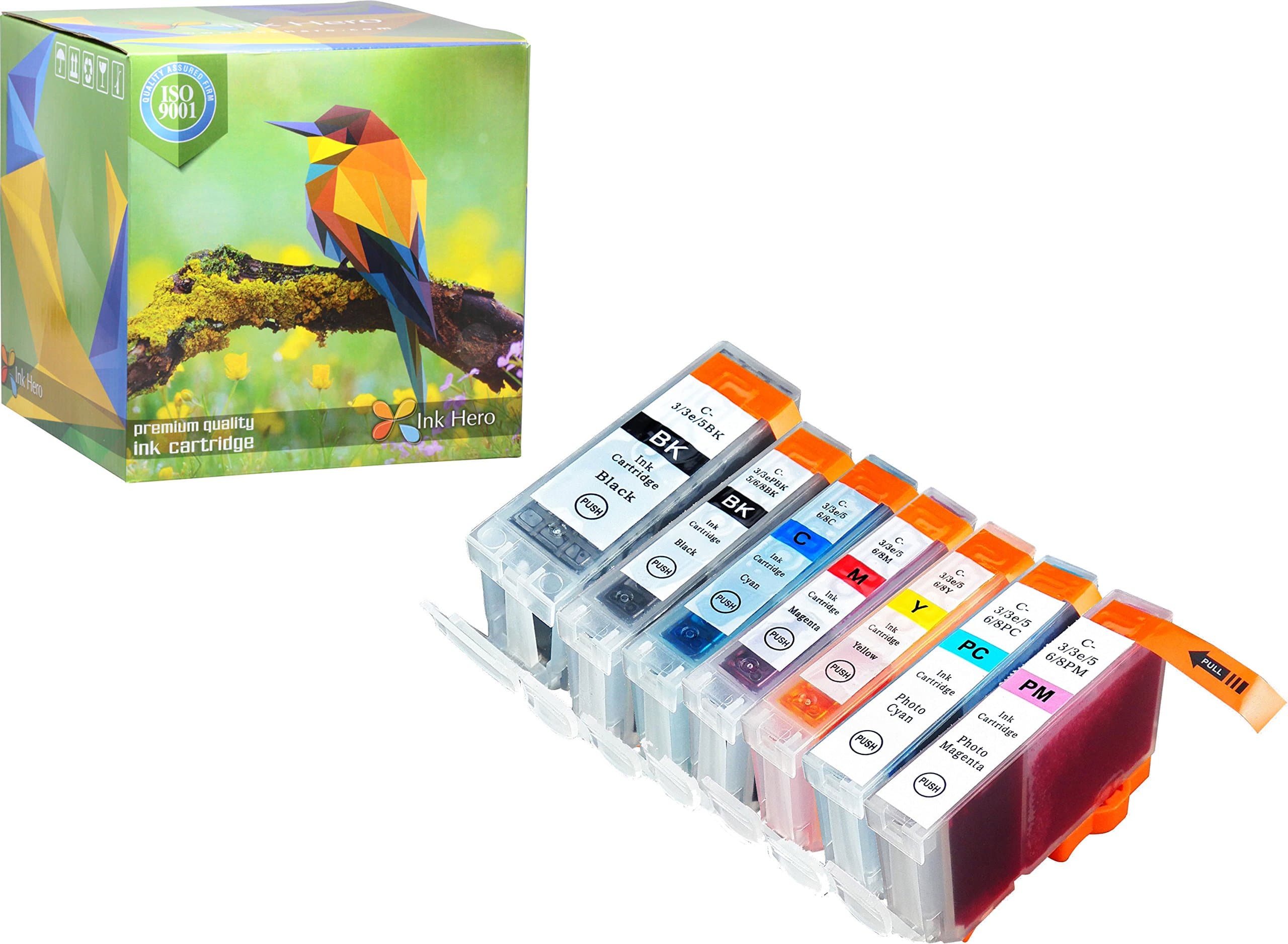 Ink Hero 7 Pack Ink Cartridges for BCI-3 BCI-6 BJC 8200 Pixma iP6000D S800 S820 S820D S830d S900 S9000 i900D i9100 i950 i960 Printer Inks for Inkjet Printers