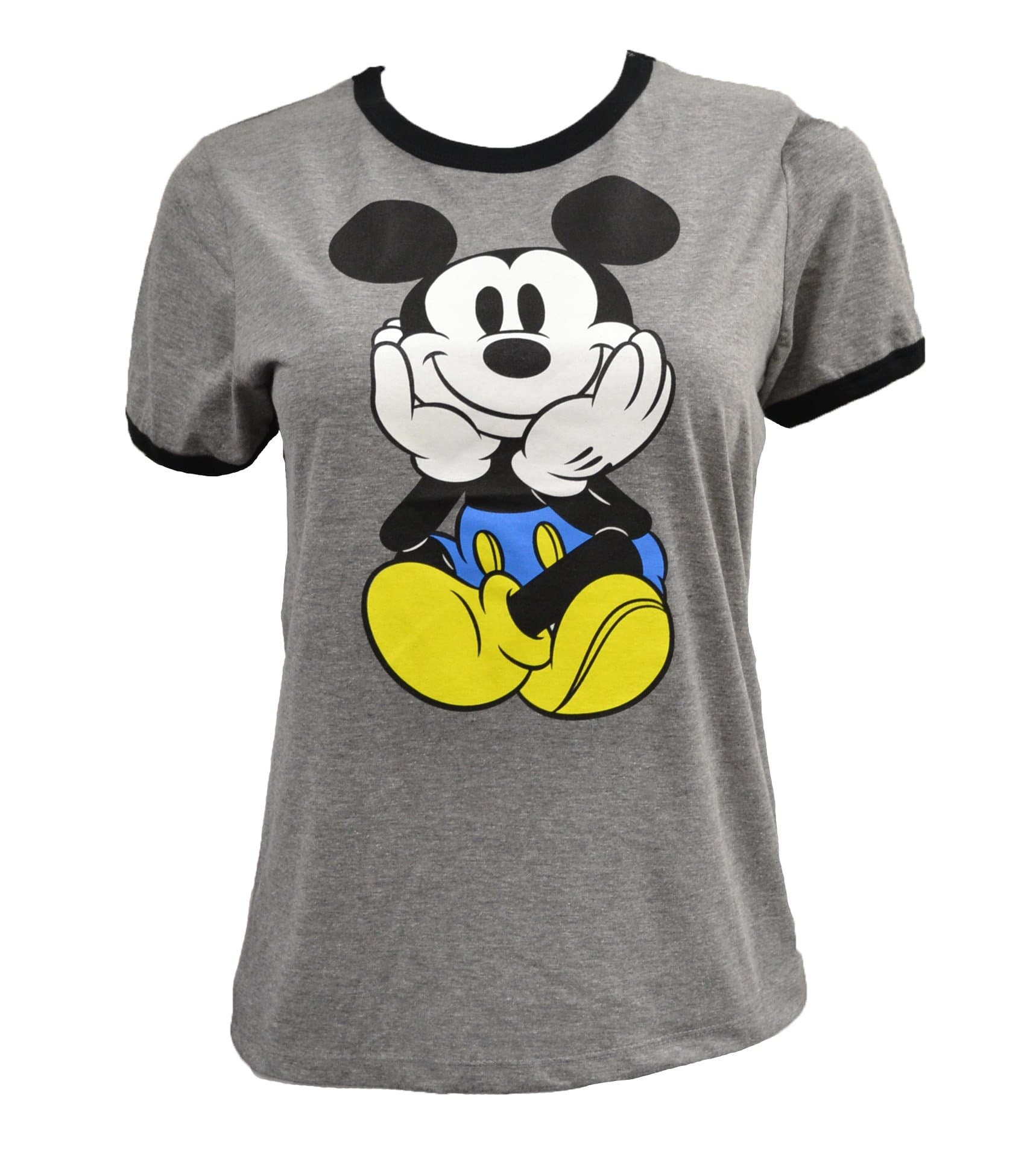 Disney Women's Juniors Mickey Mouse Ringer Tee Shirt