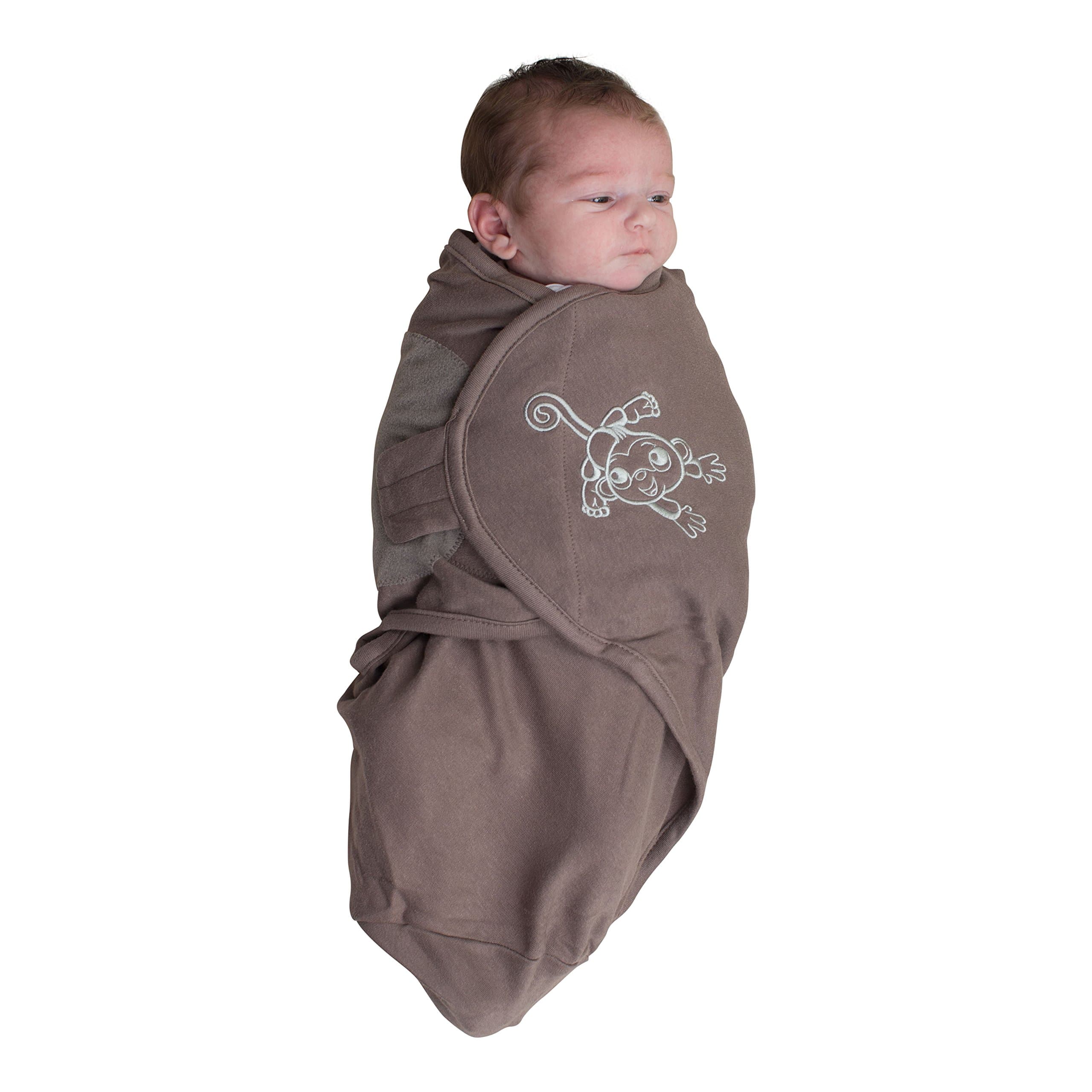 Bo JungleB-Wrap Swaddle Blanket (Small, Taupe Monkey)