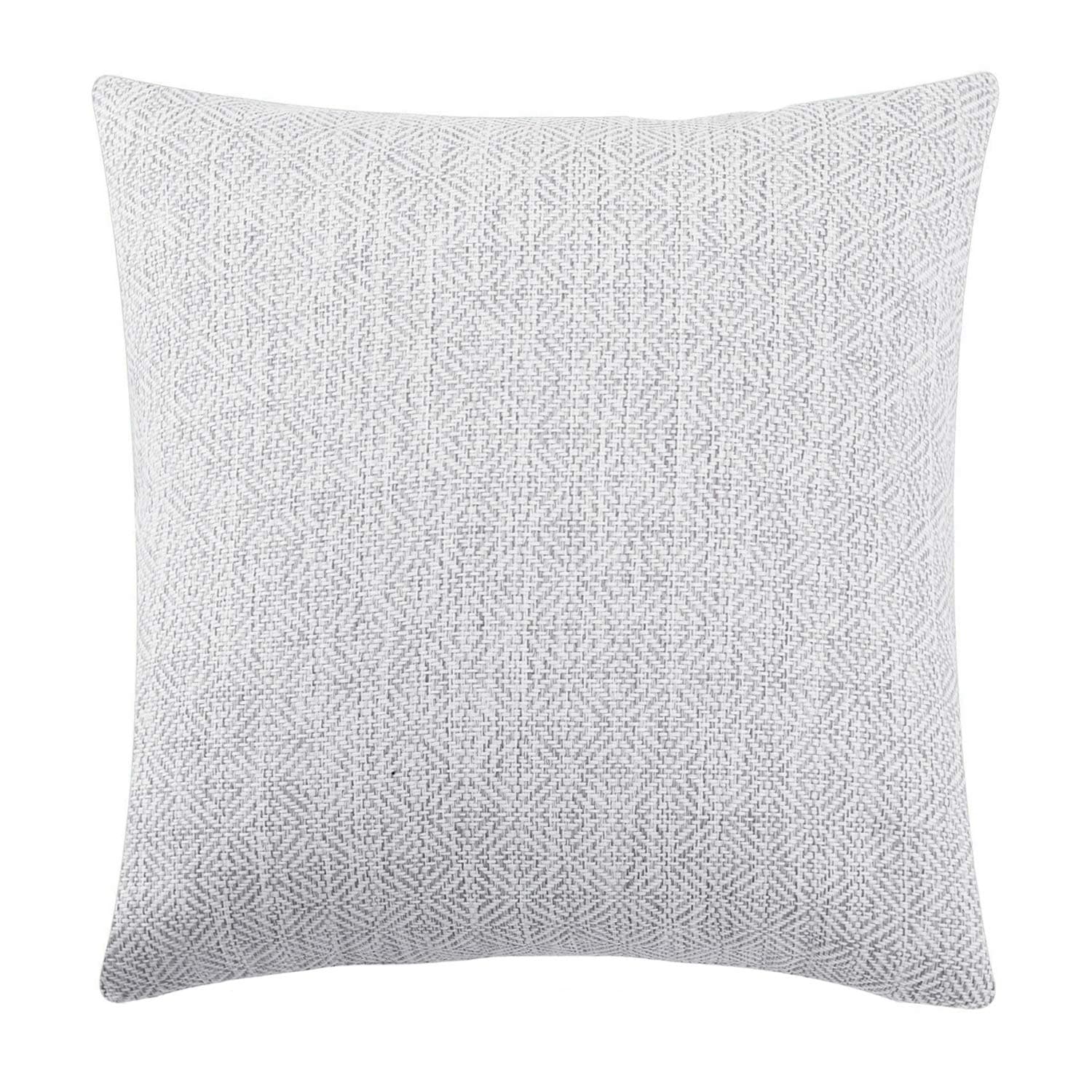 Jepeak Burlap Linen Throw Pillow Cover Rhombus Pattern Cushion Case, Solid Farmhouse Modern Decorative Square Luxury Pillow Cover for Sofa Couch Home Decoration (Off White/Light Grey, 22 x 22 Inches)