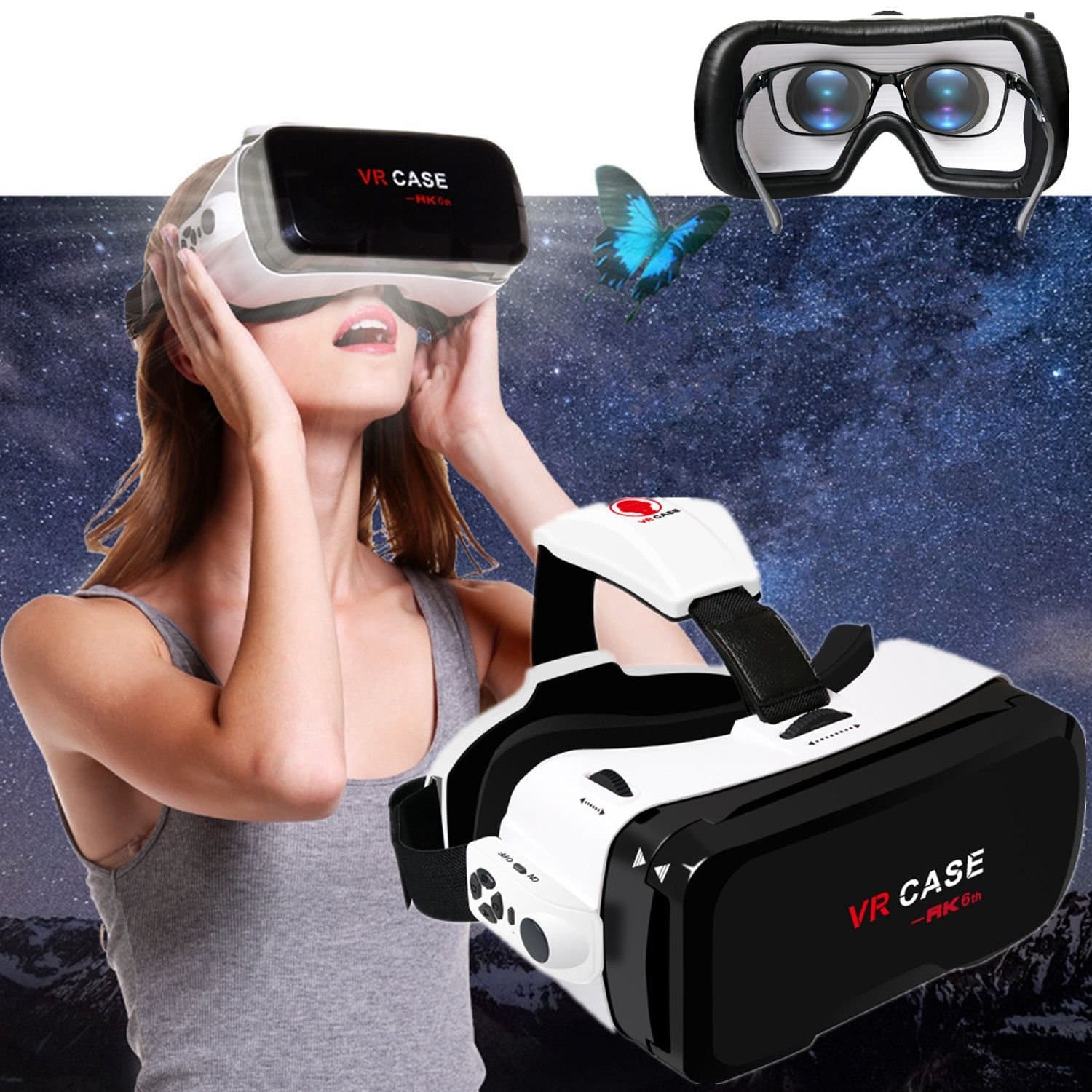 3D VR Headset,Hamaxa 360° Virtual Reality Glasses Video Games 3D Movies Glass with Bluetooth Remote Controller Goggles Cardboard for Android Samsung Galaxy iPhone 7 plus 6s 4.0"- 6.0" Smartphone