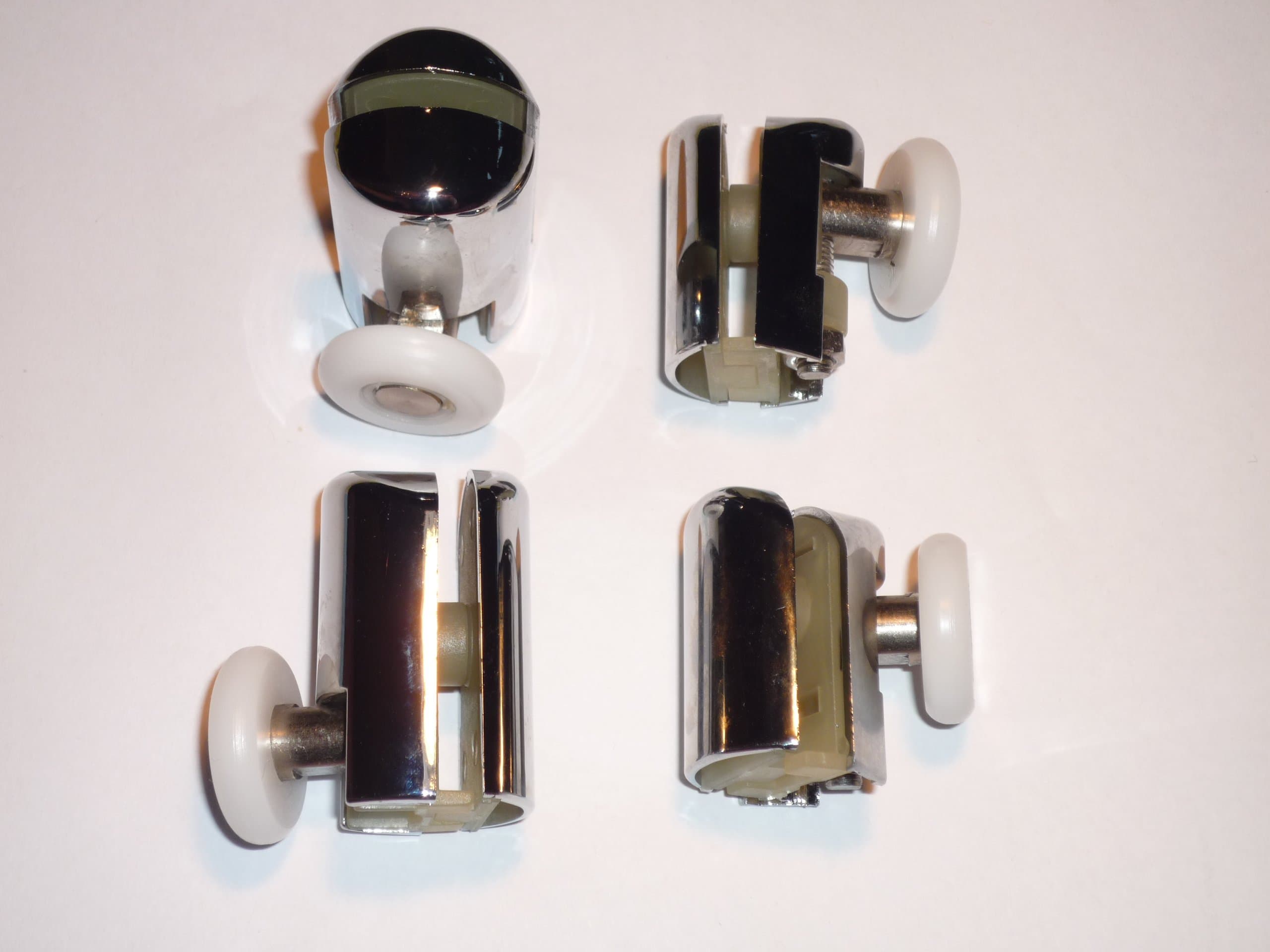 Set of 4 Chrome Plated Shower Door Rollers 2 Upper and 2 Lower AM03-4