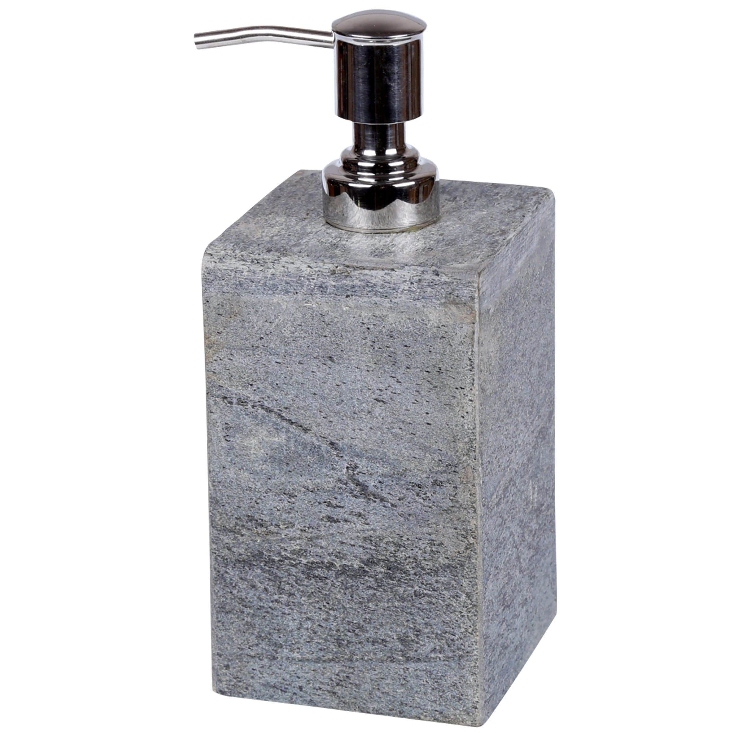Creative Home Genuine Slate Stone Liquid Soap Lotion Dispenser Hand Soap Sanitizer Dispenser with Stainless Steel Pump