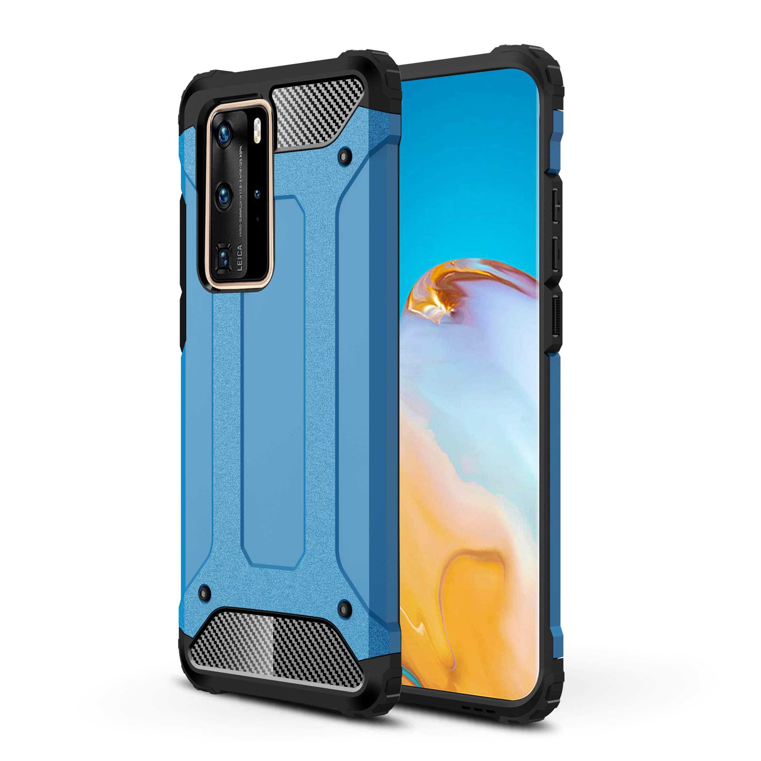 For Huawei P40 Pro Shockproof Case, Protective Classic Armour Phone Cover, Dual Layer With Stylish Design Premium Phone Case For Huawei P40 Pro - Blue