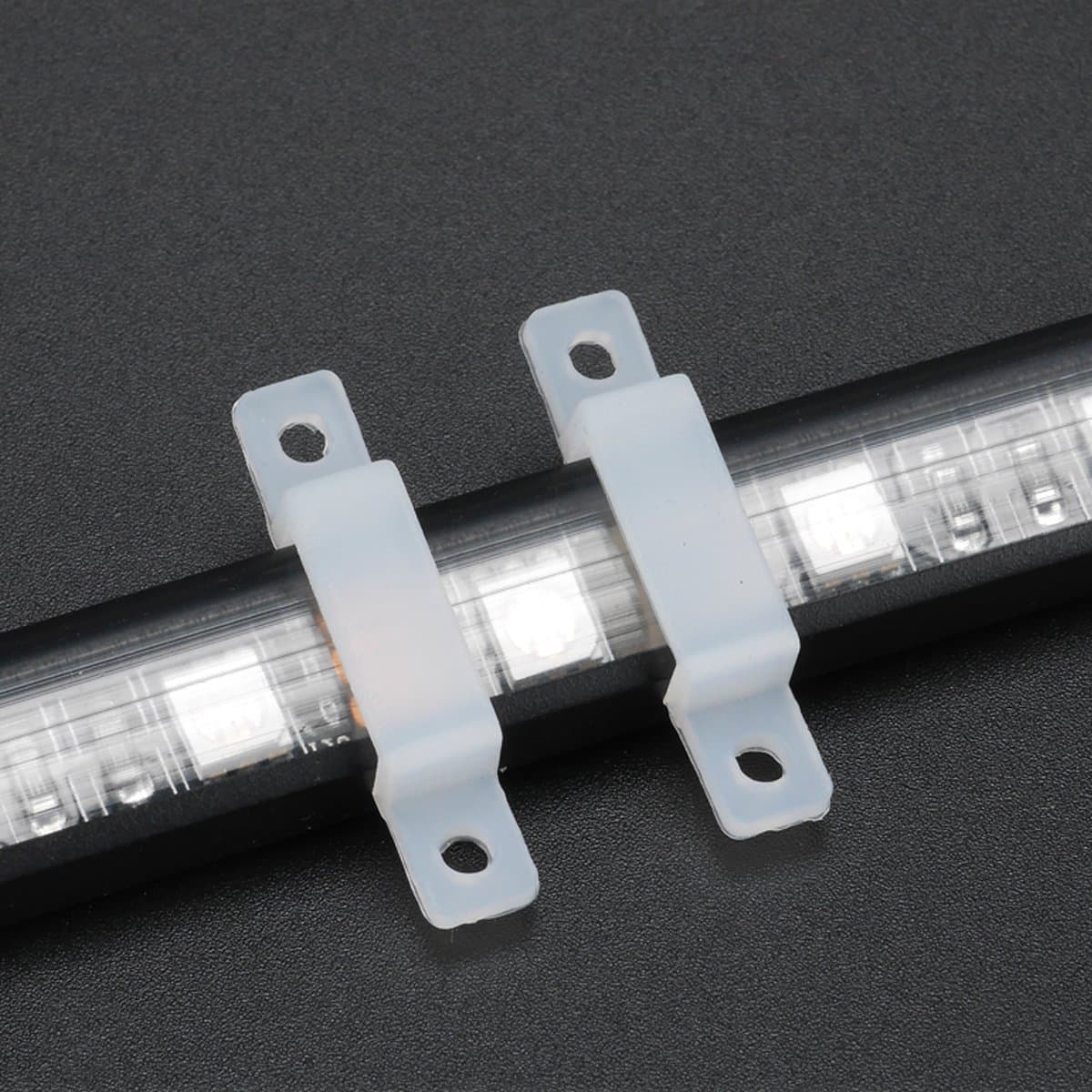 COOLLED - 10 x Clear Soft Silicone LED Strip Fixing Clip For 10mm Max width IP67/68 RGB LED Strip Holders