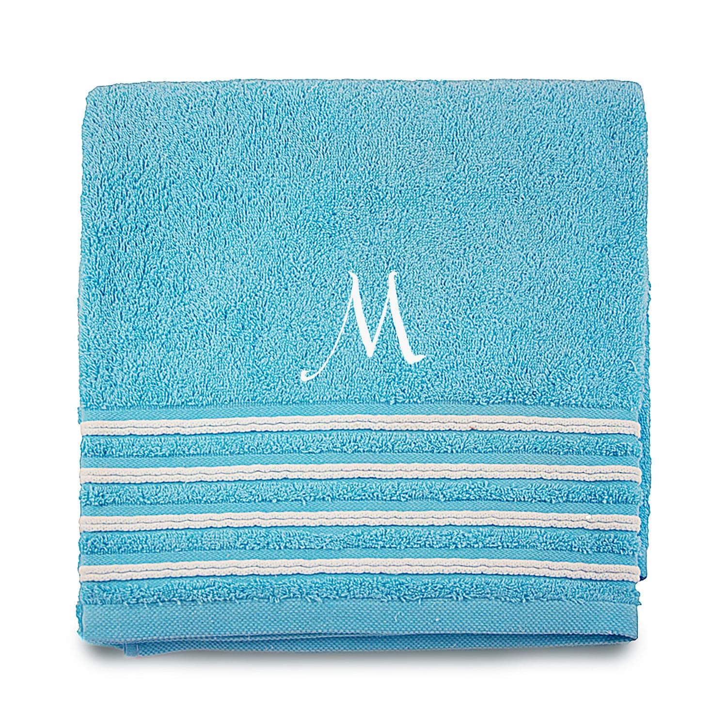 PERSONALIZED MONOGRAM VELVET 500GSM BATH TOWELS - 3 PIECES SET - BATH SHEET, HAND TOWEL, GUEST TOWEL (Turquoise)