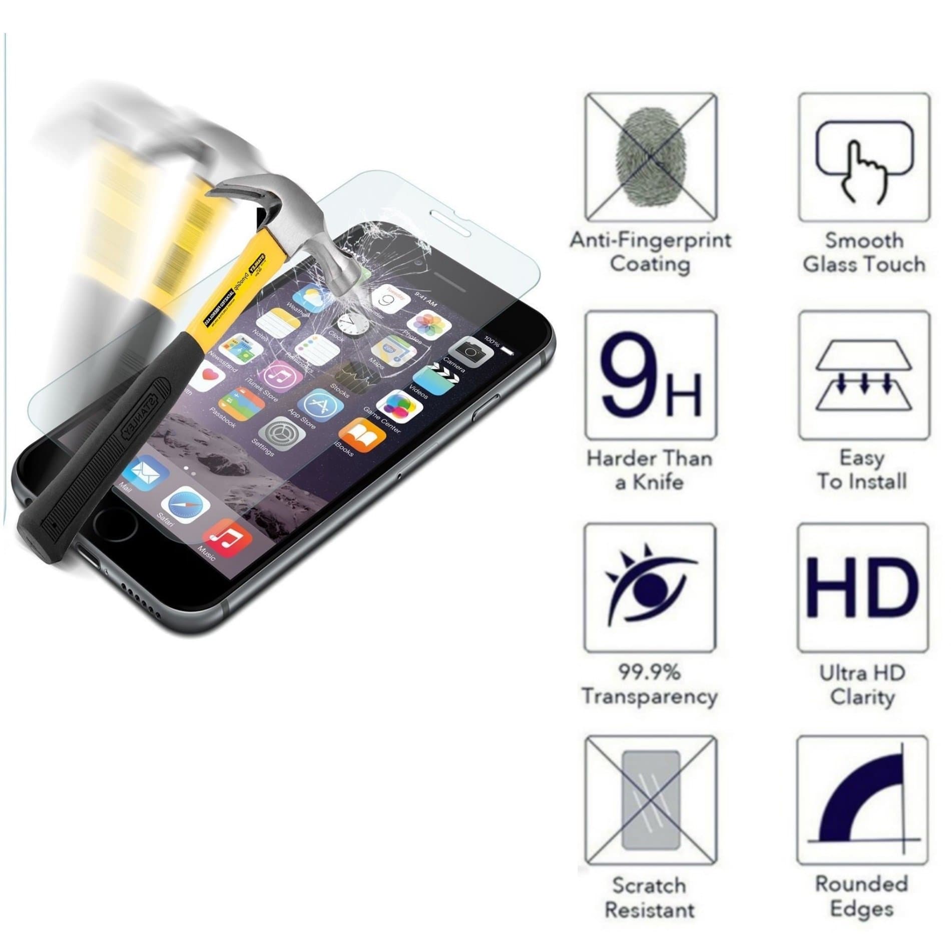 Anti-scratch Transparent LCD Screen Protector Anti-Shock 9H Hardness Tempered Glass Film for Huawei Y52 Touch Function, Y5 2 II (cun-l21)