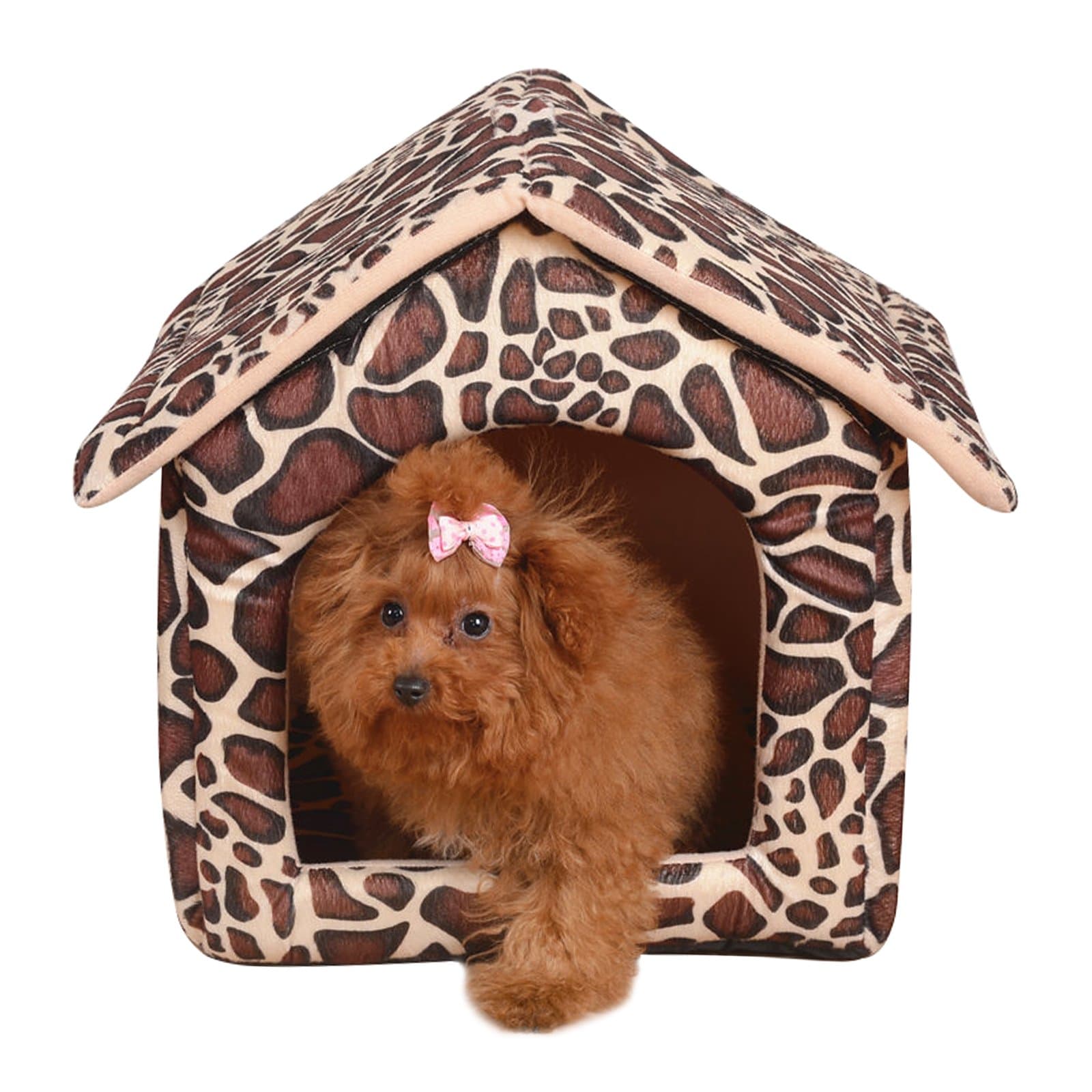 AcornPets® B-1101 Fashion Leopard Portable Foldable Medium Cat Bed House Pet House Dog Room Bed For Medium Cats Size 32 x 37 x 37CM