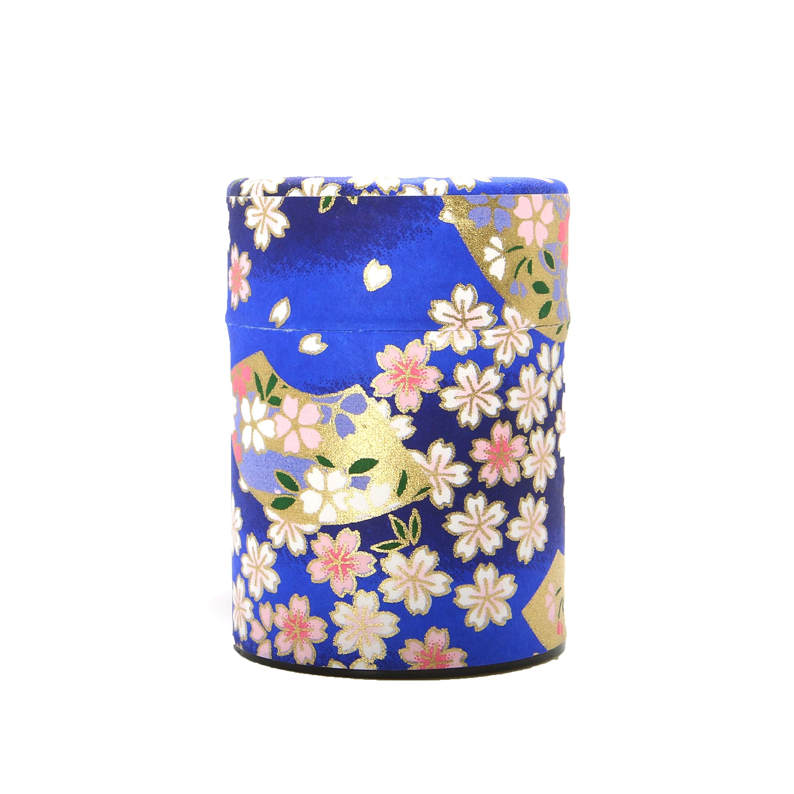 Handmade Washi Paper Tea Tin (Blue Flowers)