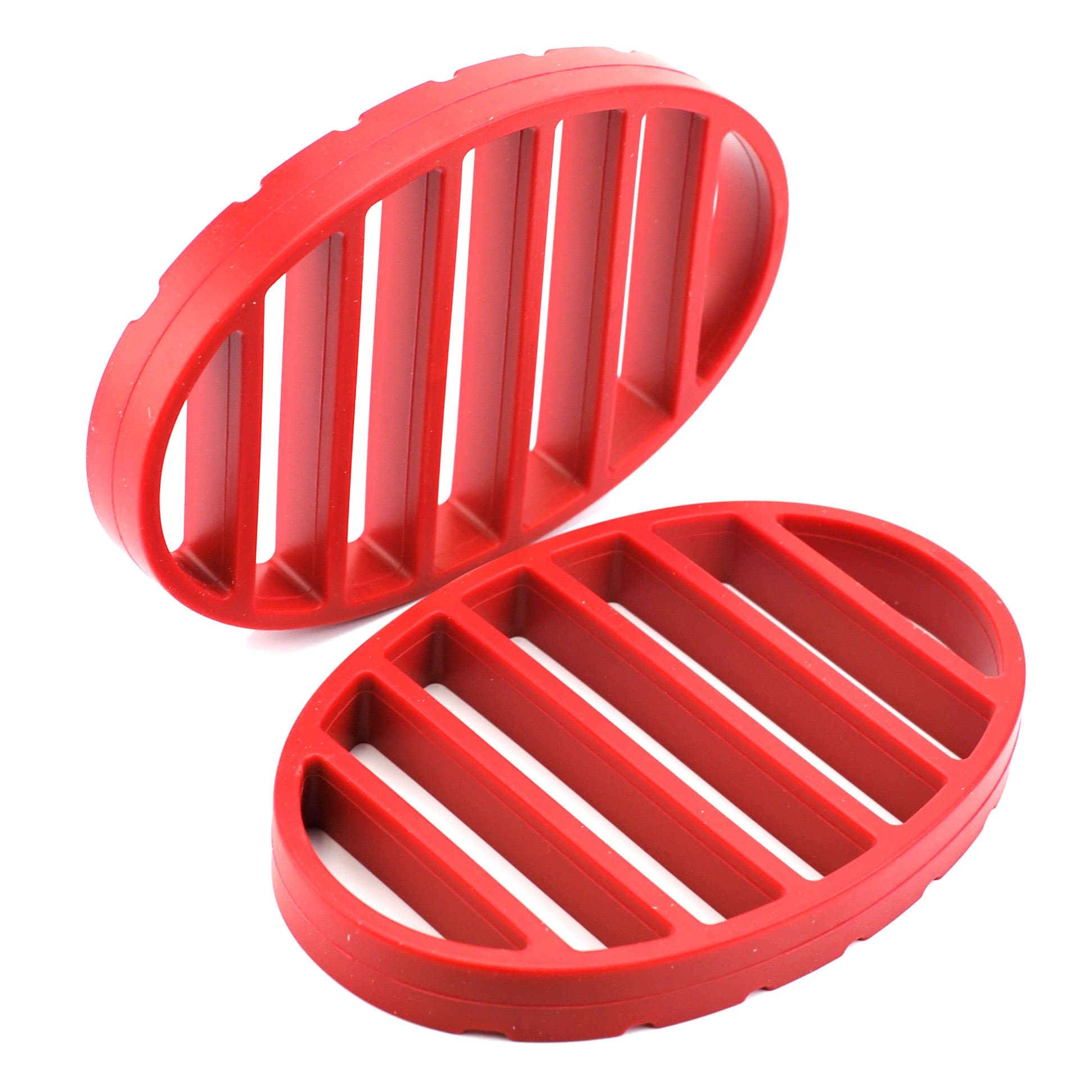 Oval Roasting Rack, Nonstick Silicone Roasting Rack For Turkey - Red(pack Of 2)