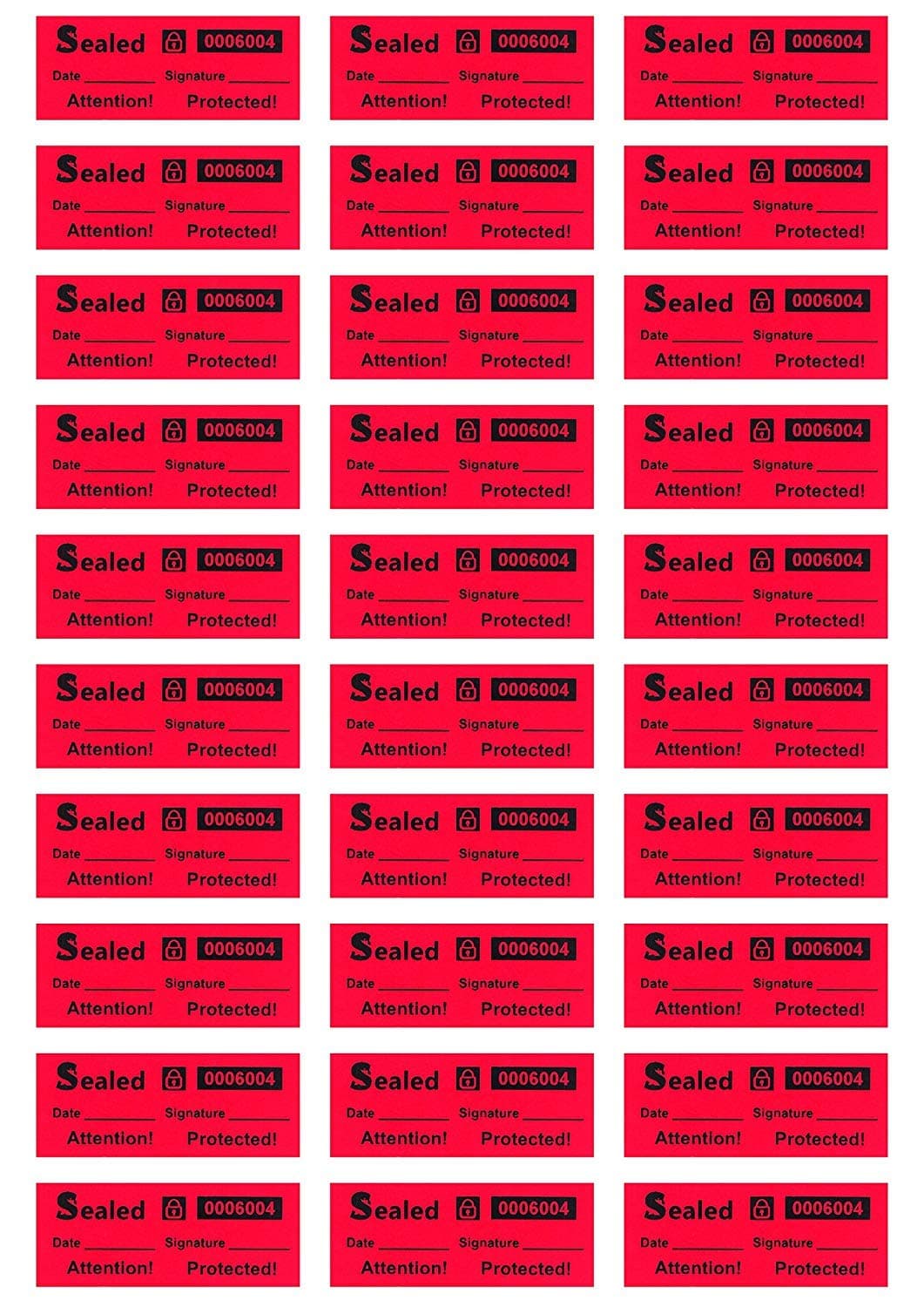 100 Customs Stickers - Tamper Evident Stickers - Tamper Proof Stickers - Security Seal - Tamper Resistant Labels - Warranty Void Labels - Unique Sequential Serial Numbering (Red, 0.78 x 2.75 Inch)