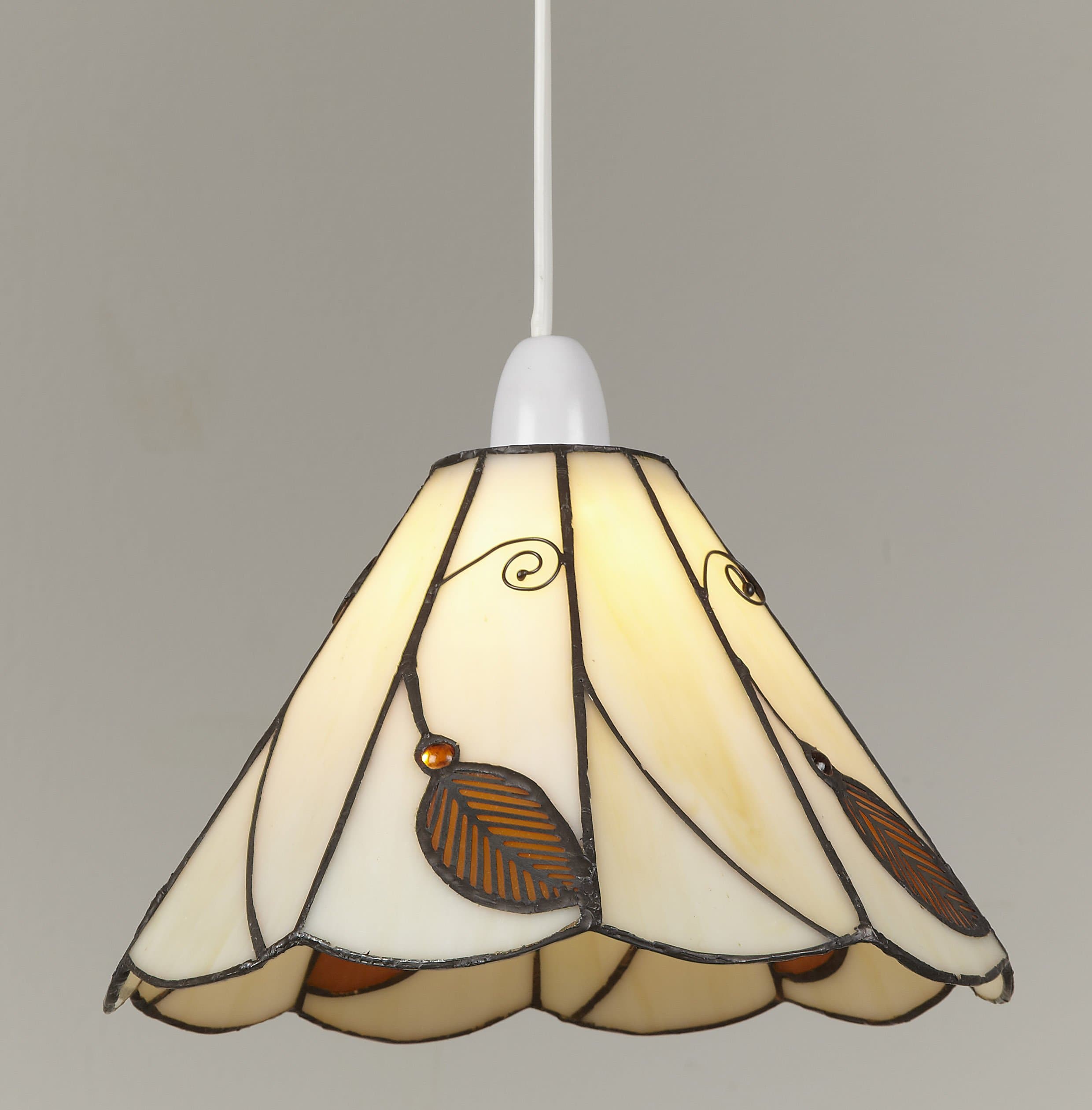 Leaf-32 25cm Brown/Amber Leaf Design Tiffany Ceiling Pendant Shade