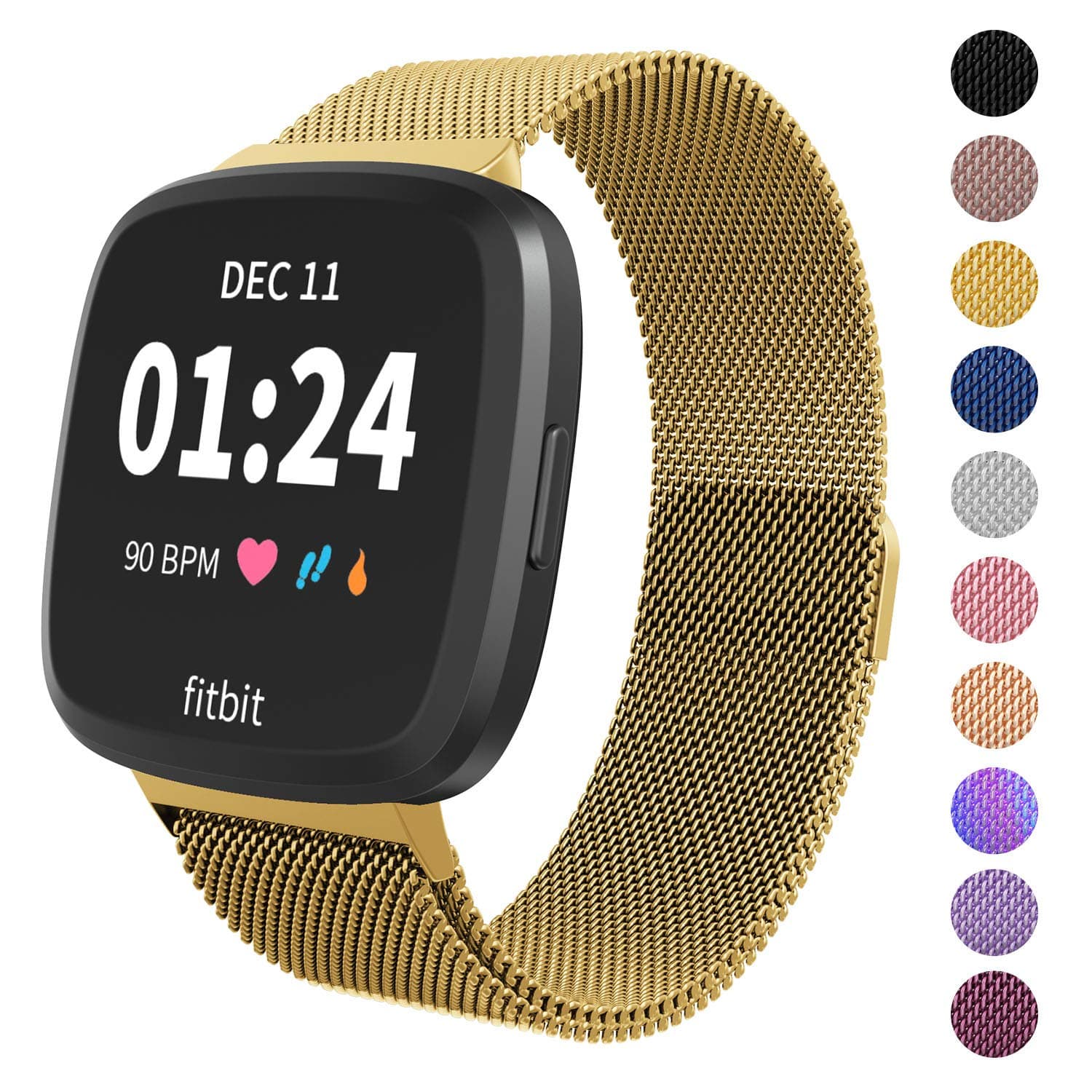 Limque Magnetic Bands Compatible with Fitbit Versa/Versa 2/Versa Lite/SE, Women Men Metal Adjustable Replacement Wristband for Fitbit Versa Smart Watch Multi-Color