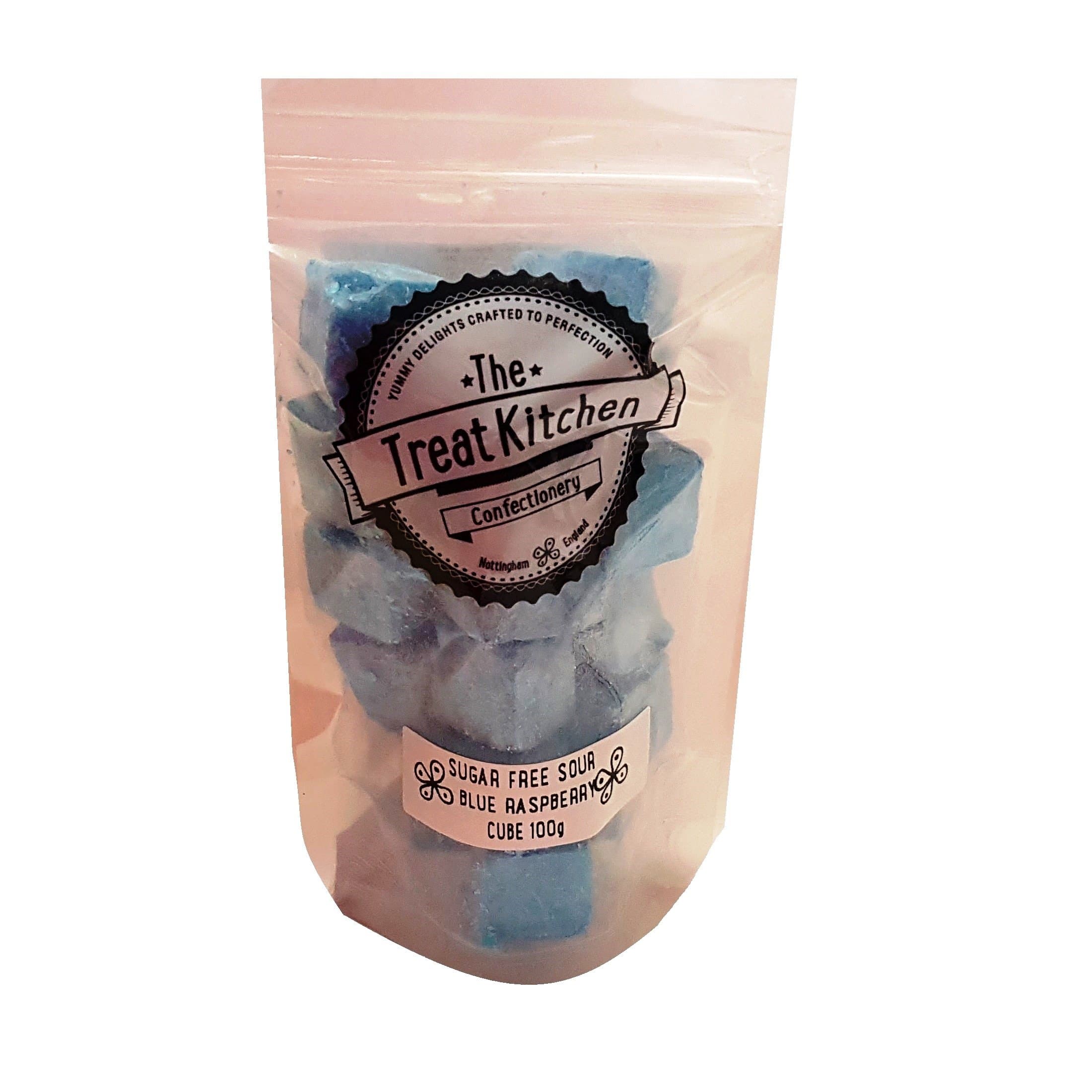 Sour Blue Raspberry Cubes Sugar Free Hard Boiled Sweets - The Treat Kitchen in Pouch 100g